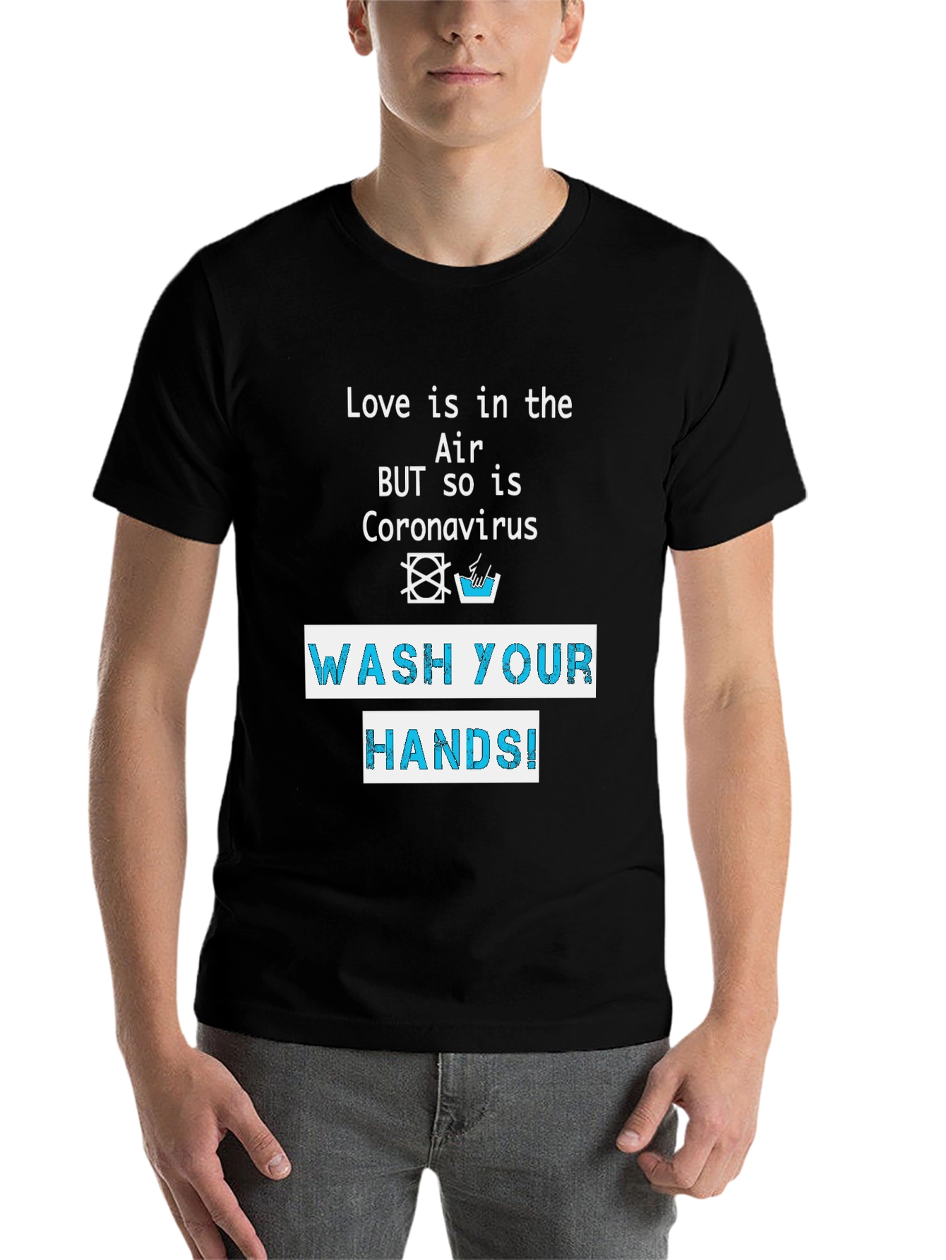 Black Wash Your Hands T-Shirt - Coronavirus Awareness view 7