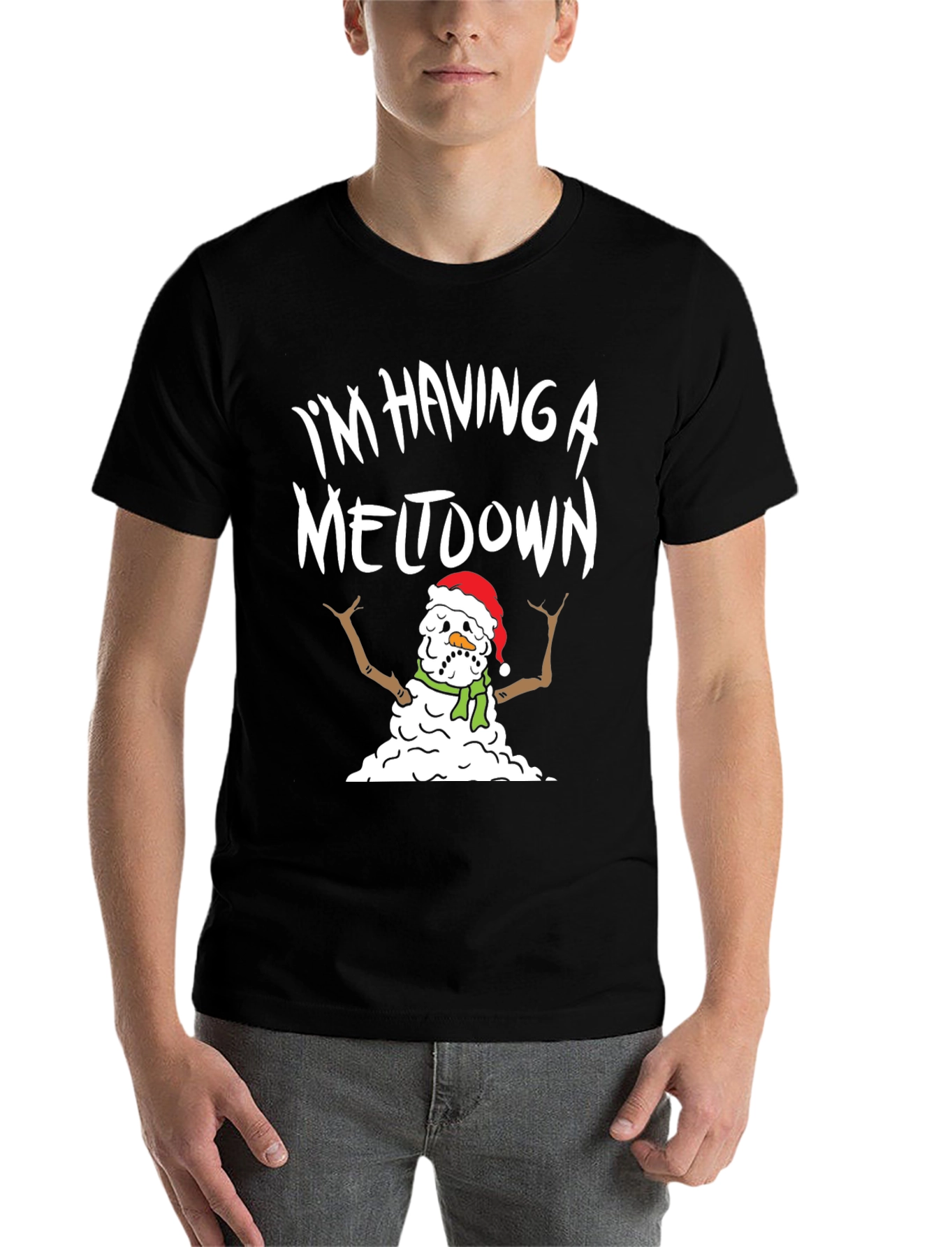Black Funny "I'm Having a Meltdown" Snowman Graphic Tee view 7