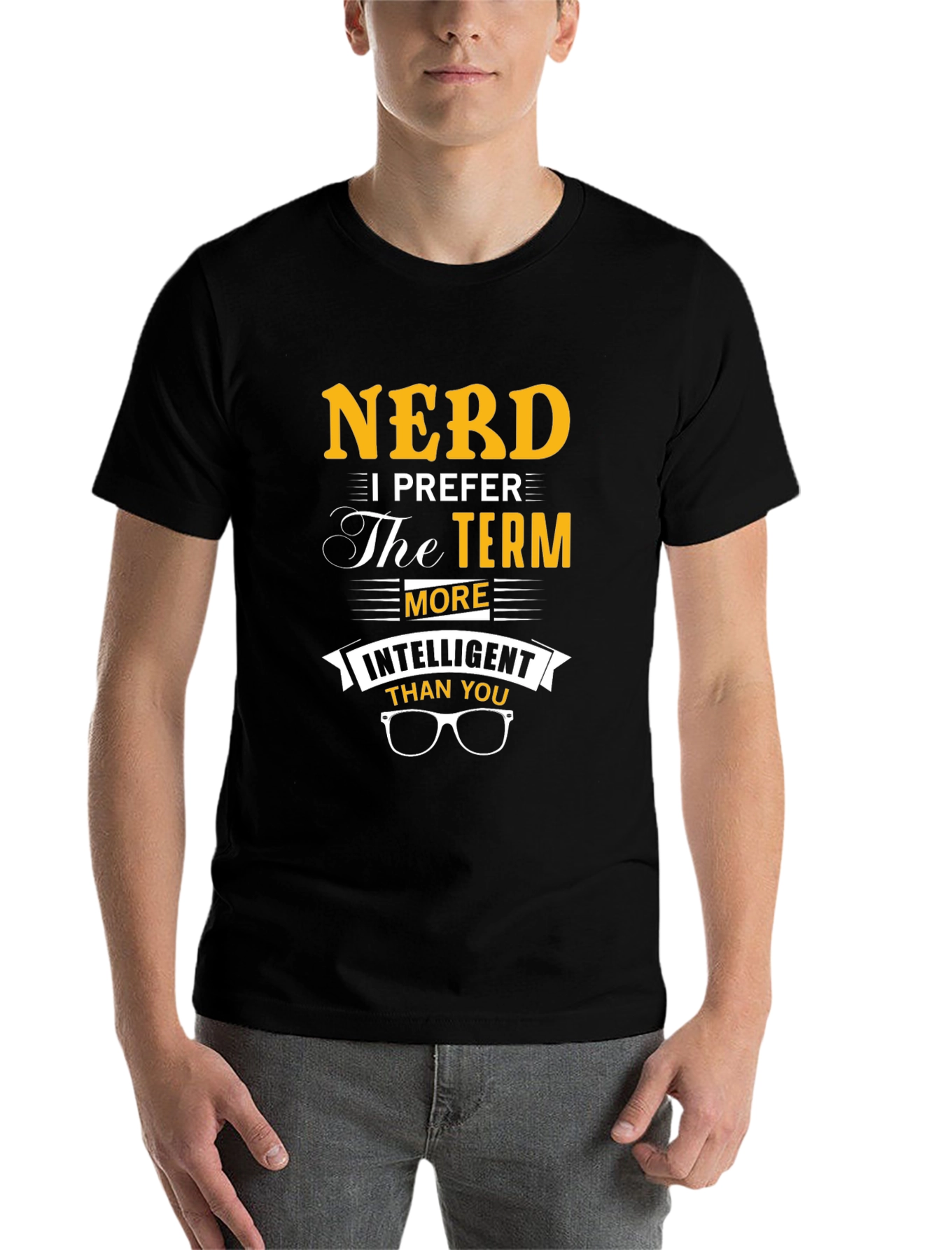 Black Nerd T-Shirt - Intelligent Than You Funny Slogan Tee view 7