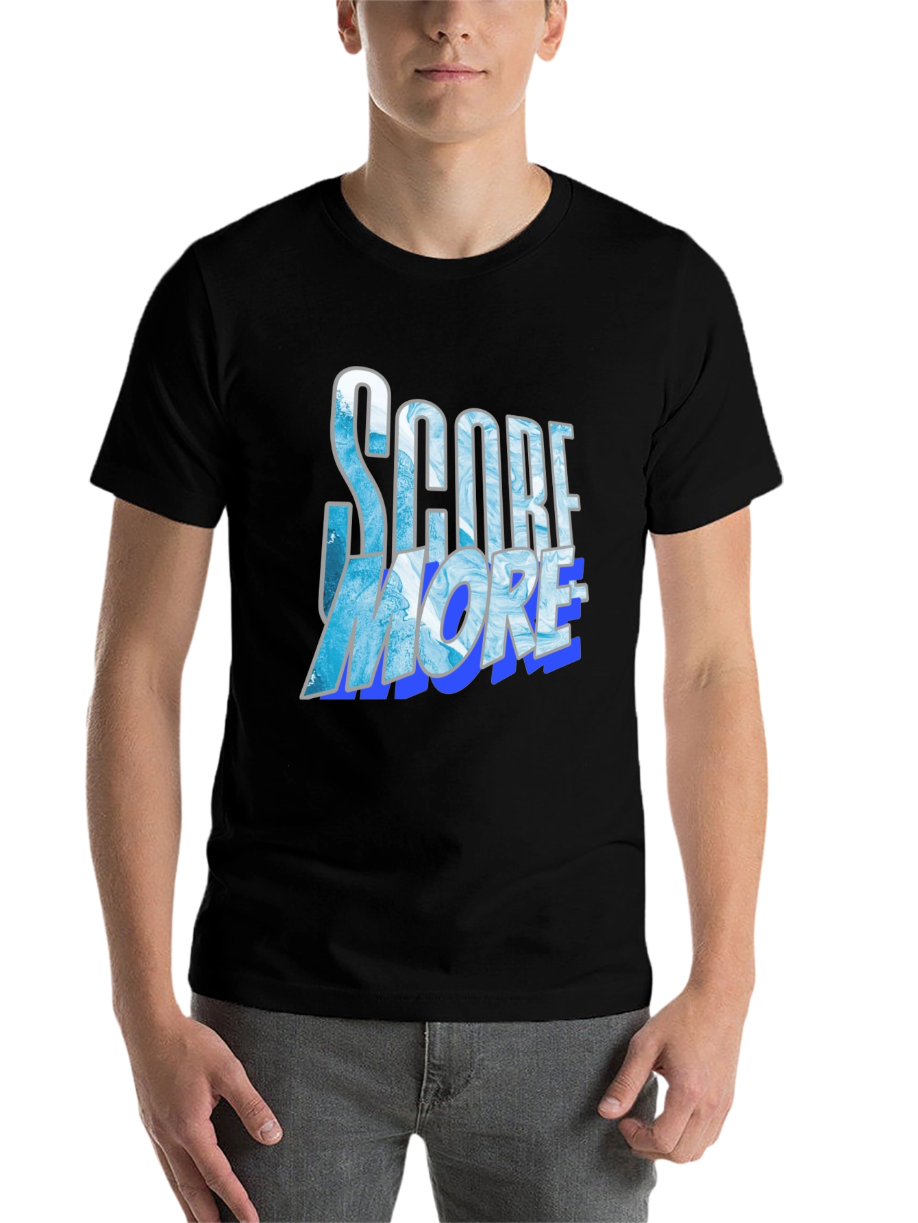 Black Score More Graphic Tee - Cool Blue Design view 7