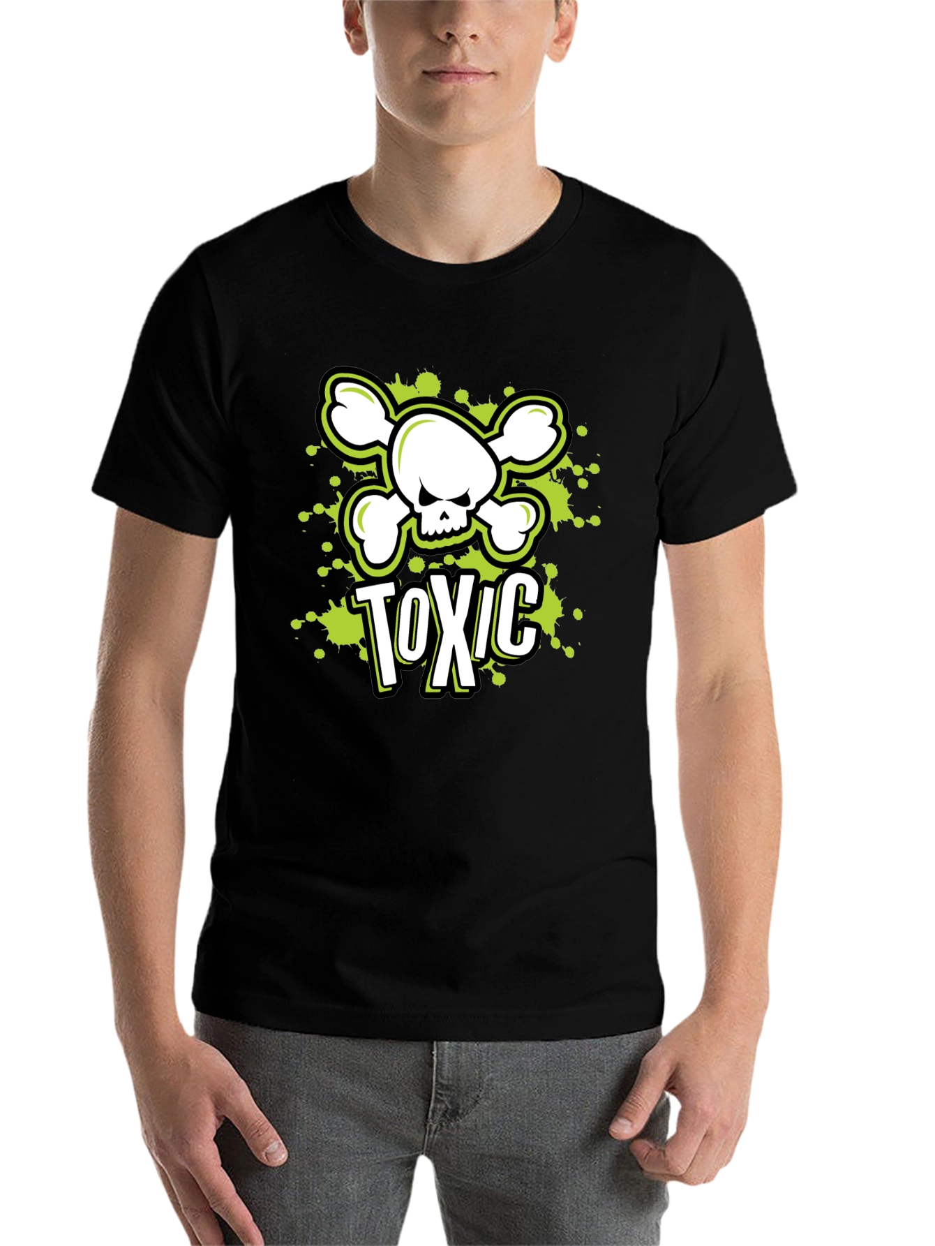Black Toxic Skull Graphic Tee - Men's Black T-Shirt view 7