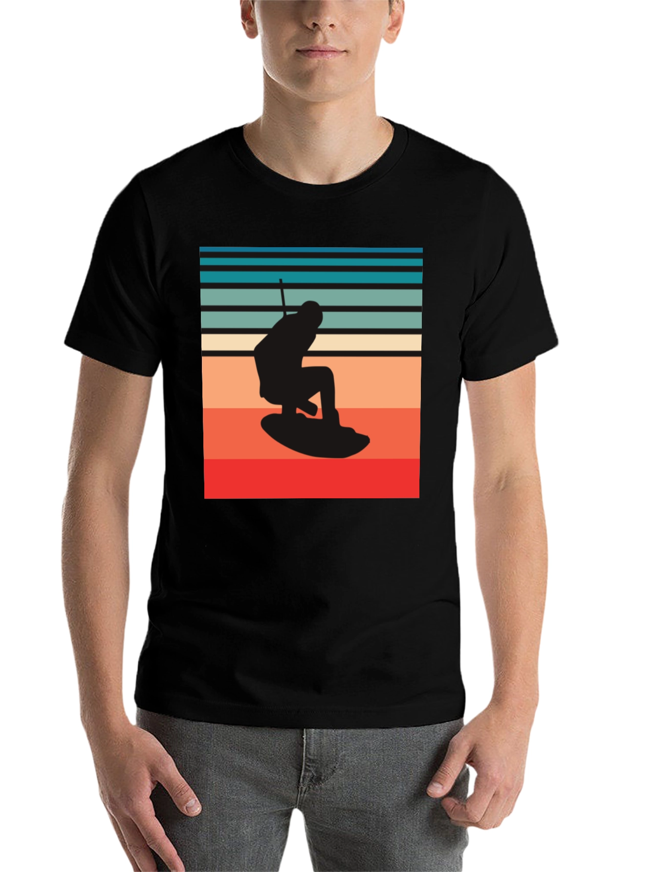 Black Retro Wakeboarding Graphic Tee - Black view 7