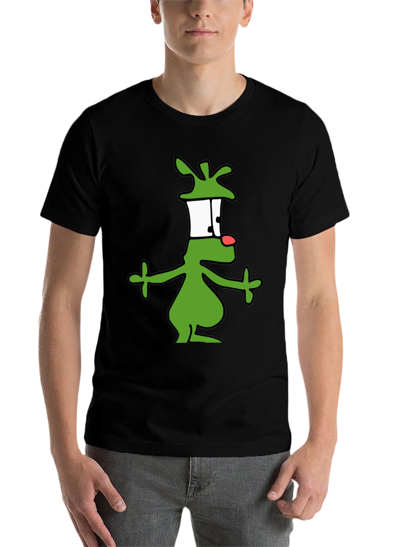 Black Cartoon Alien Graphic Black T-Shirt view 7