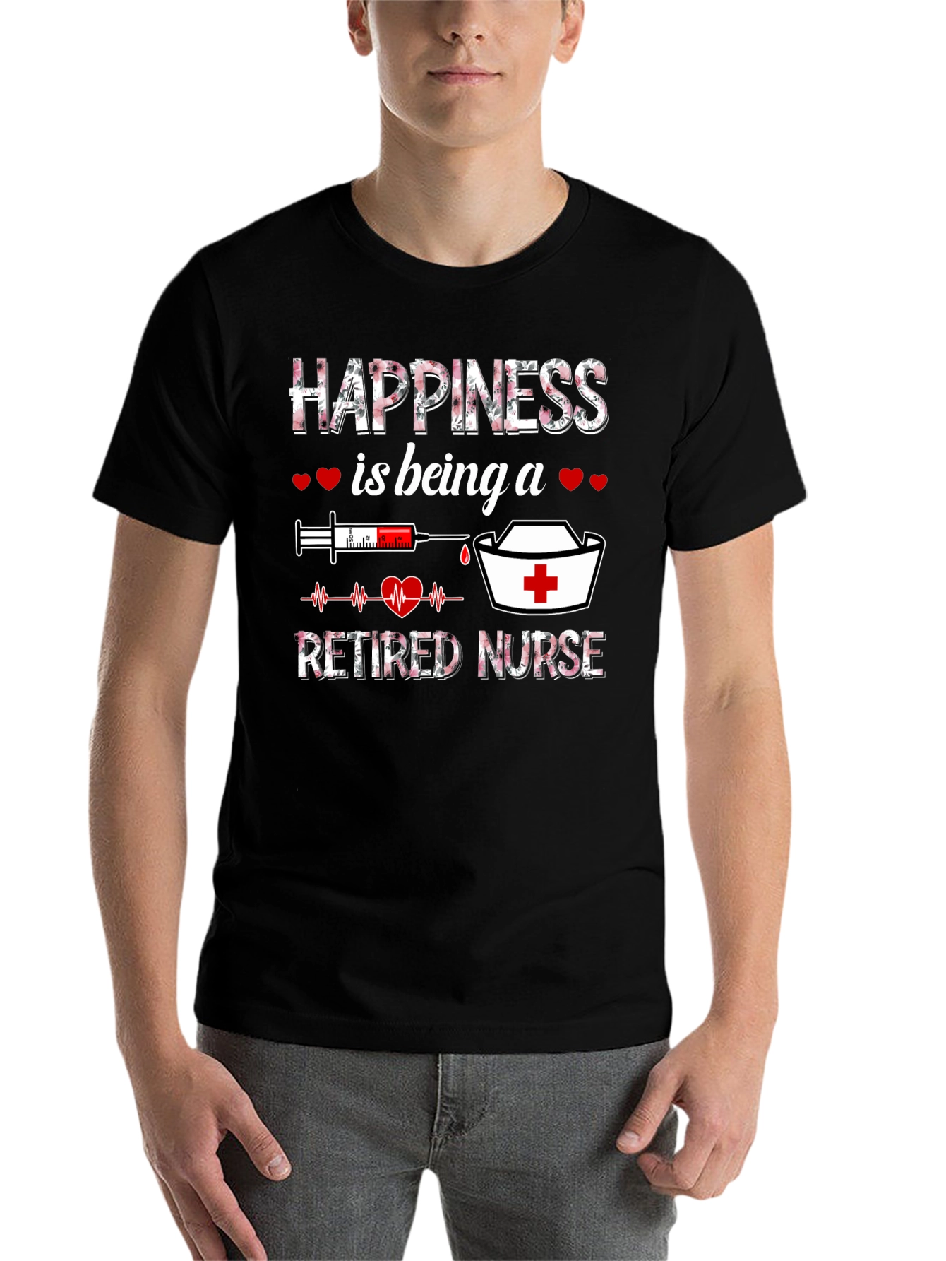 Black Happiness Is Being a Retired Nurse T-Shirt view 7