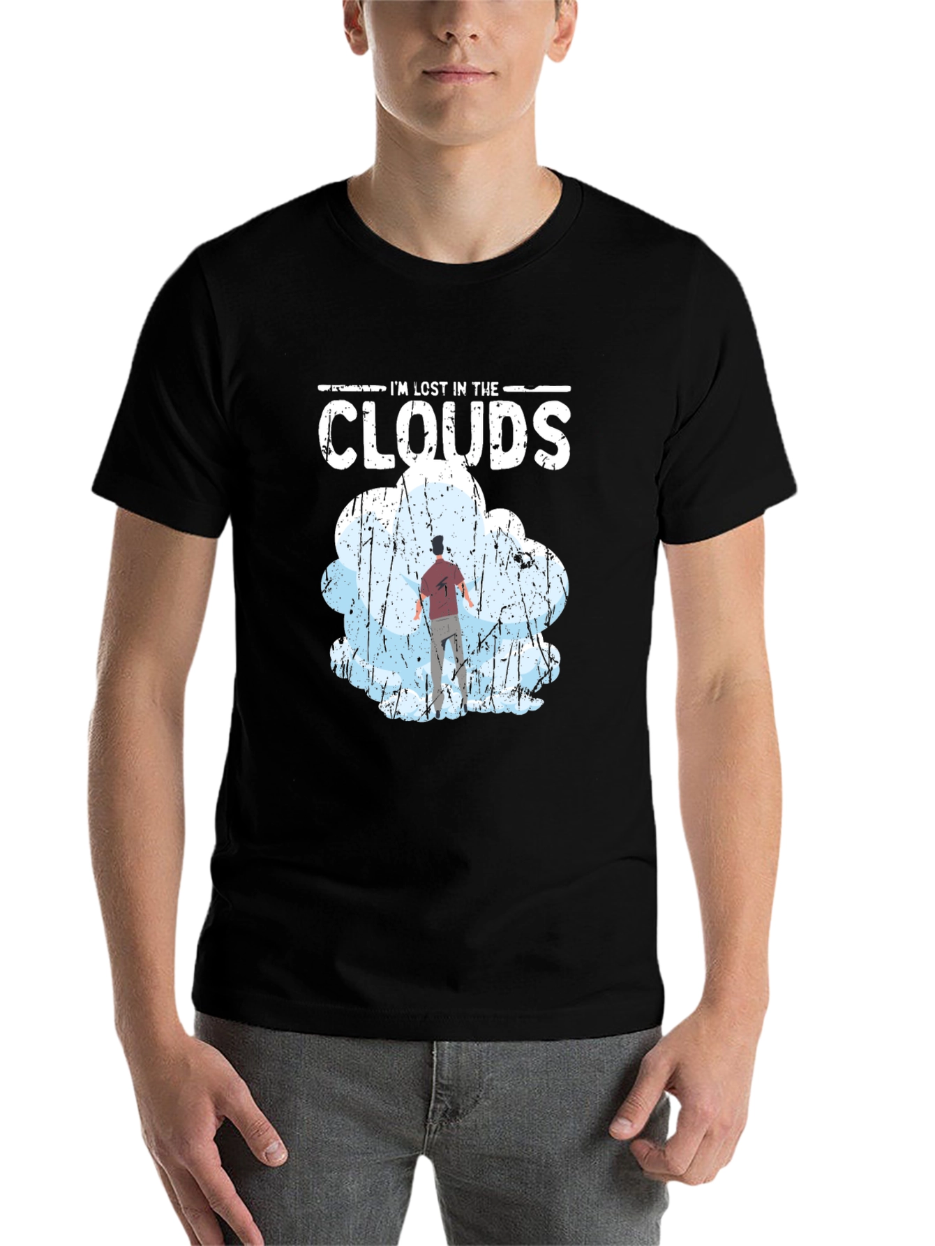 Black Lost in the Clouds Graphic T-Shirt - Unique Design view 7