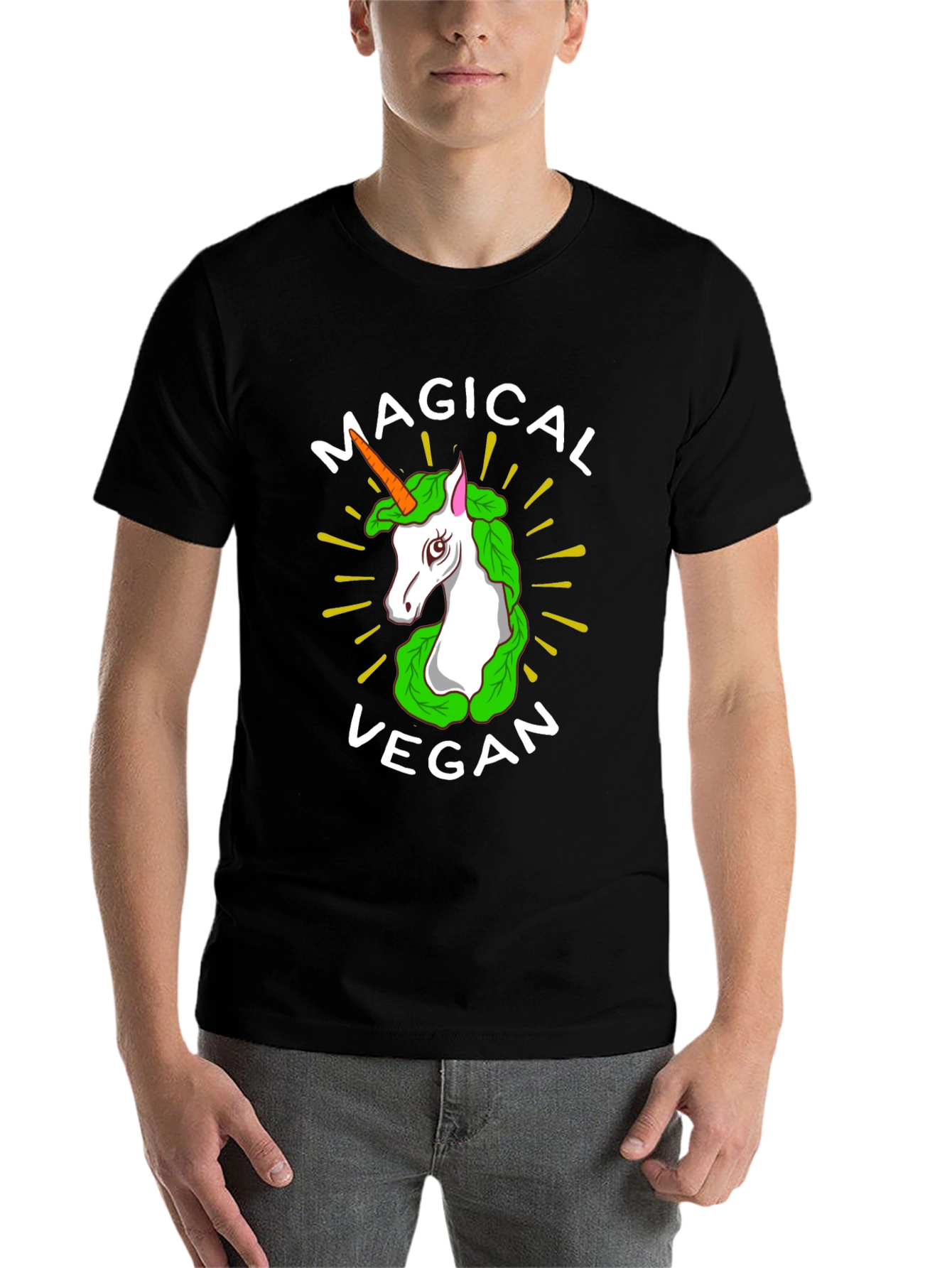 Black Magical Vegan Unicorn T-Shirt view 7