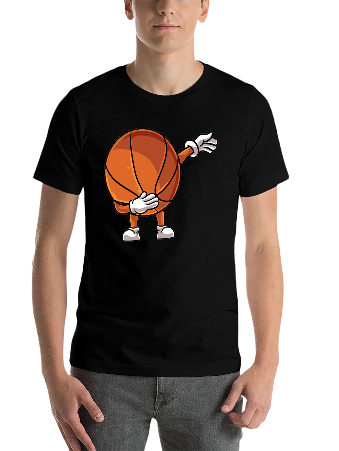 Black Dabbing Basketball Graphic T-Shirt view 7
