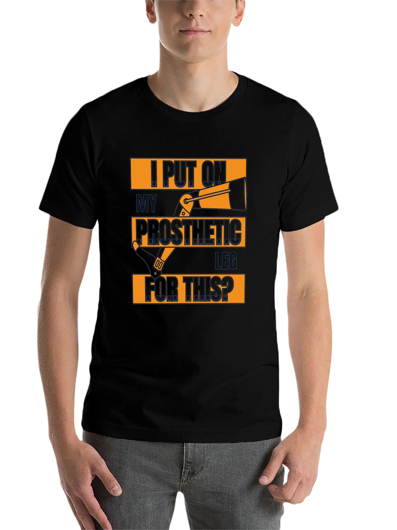 Black Prosthetic Leg T-Shirt - Humorous Design view 7