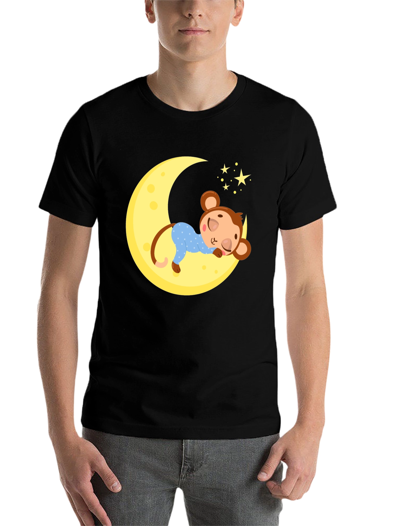 Black Sleepy Monkey Moon Graphic Tee view 7