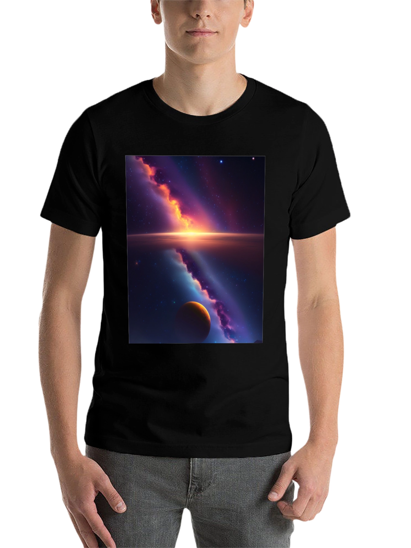 Black Galaxy Graphic Tee - Black Cotton Blend view 7