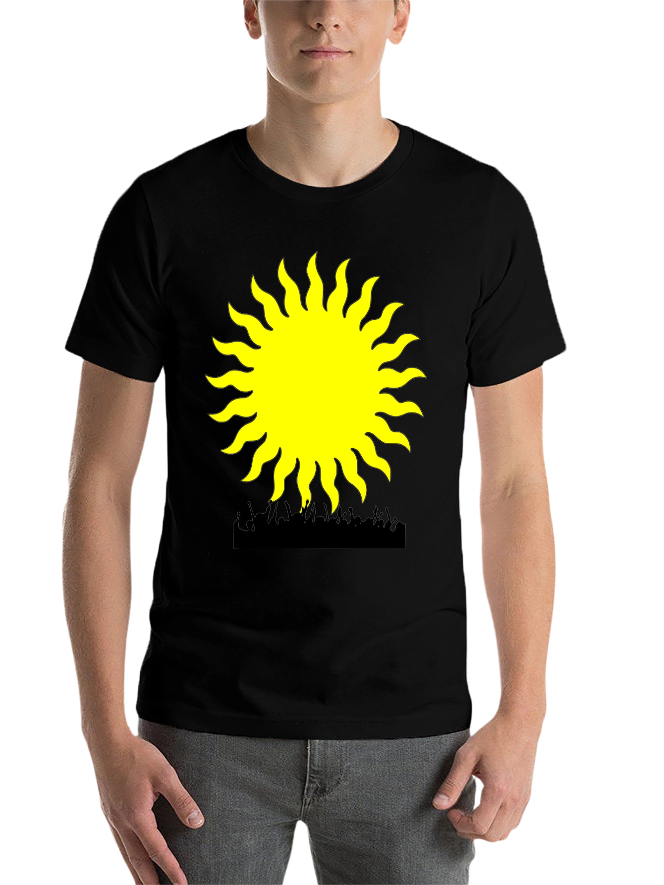 Black Radiant Sun Graphic Tee - Black Cotton Blend view 7