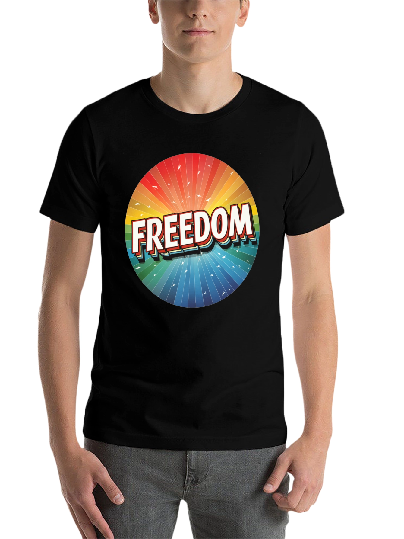 Black Freedom Graphic T-Shirt - Bold & Vibrant Design view 7