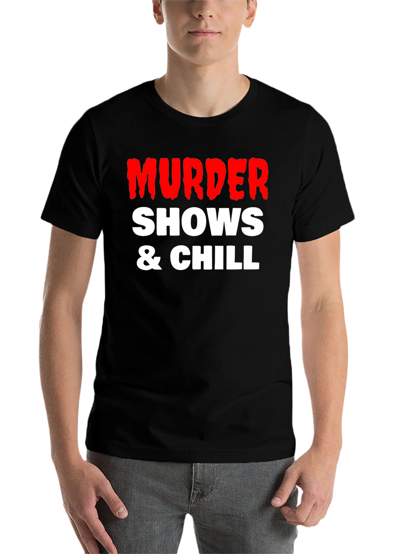 Black Murder Shows & Chill Graphic Tee view 7