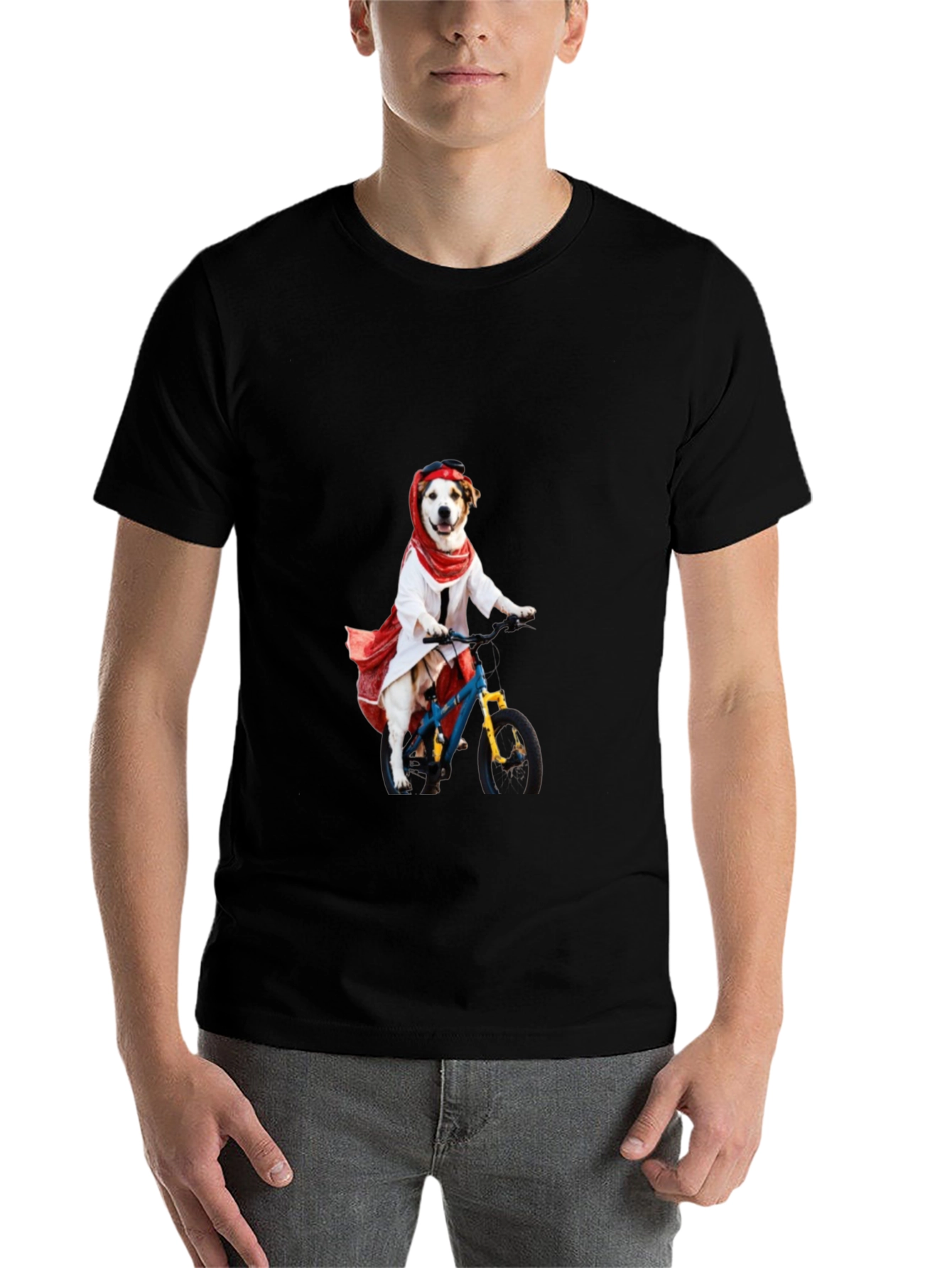 Black Dog on Bike Graphic T-Shirt view 7
