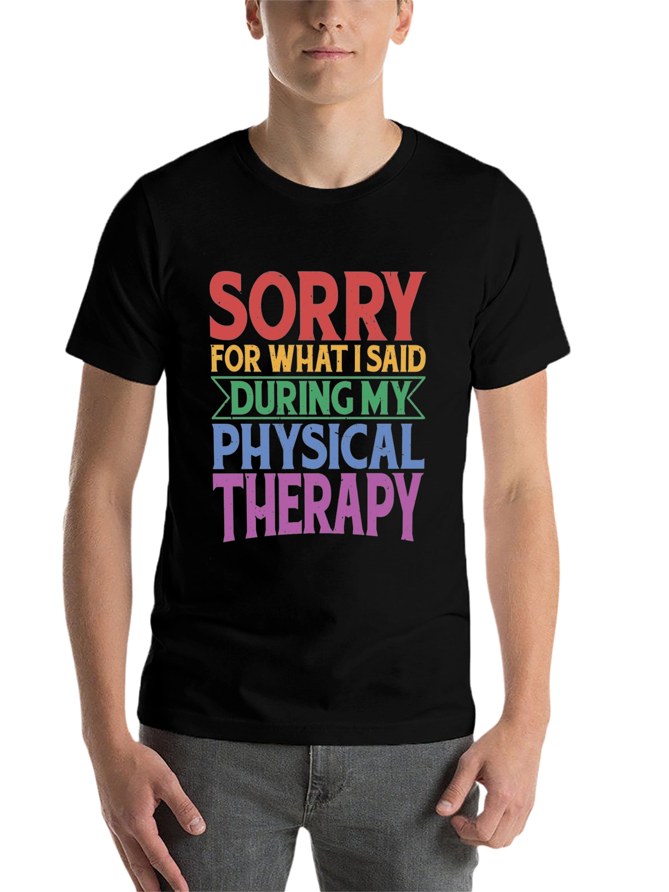 Black Sorry Physical Therapy T-Shirt view 7