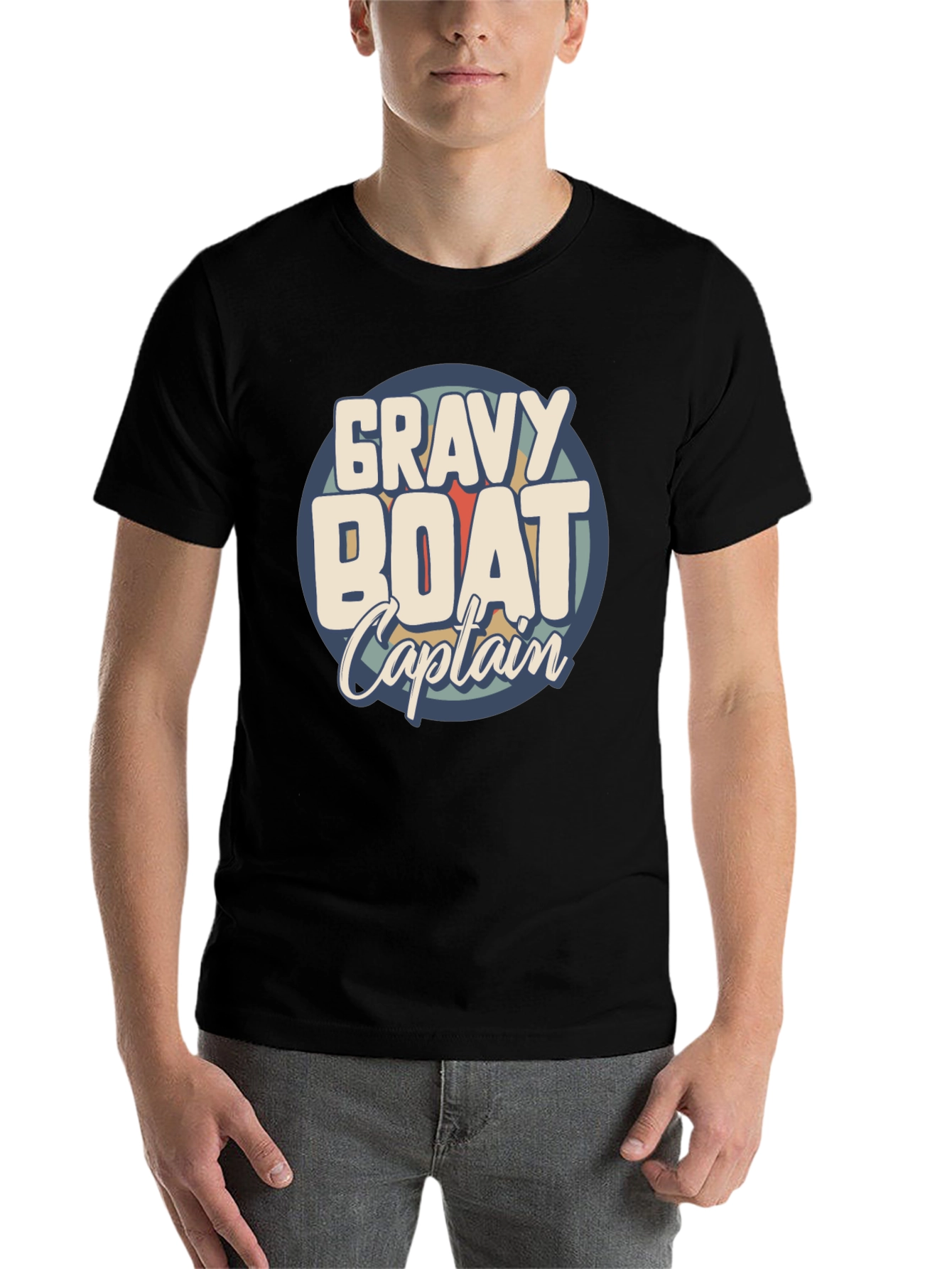 Black Gravy Boat Captain Funny T-Shirt view 7