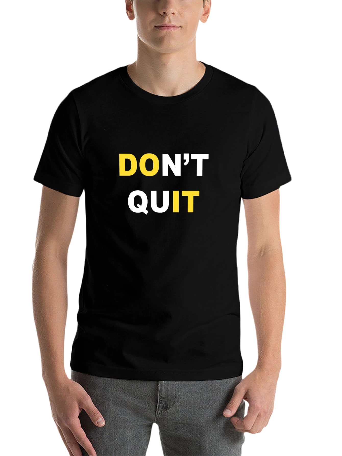 Motivational 'Don't Quit' Graphic T-Shirt - Black - 7