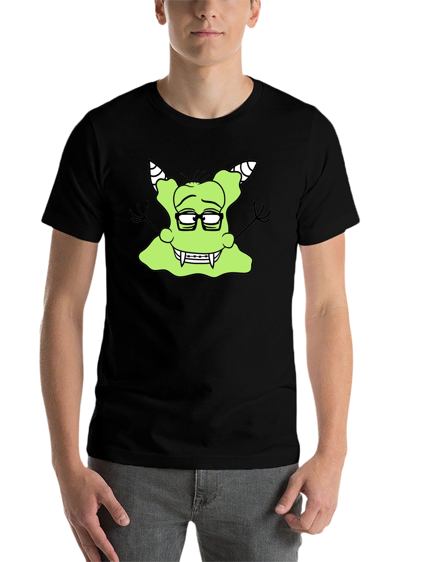 Black Nerdy Green Monster Graphic T-Shirt view 7