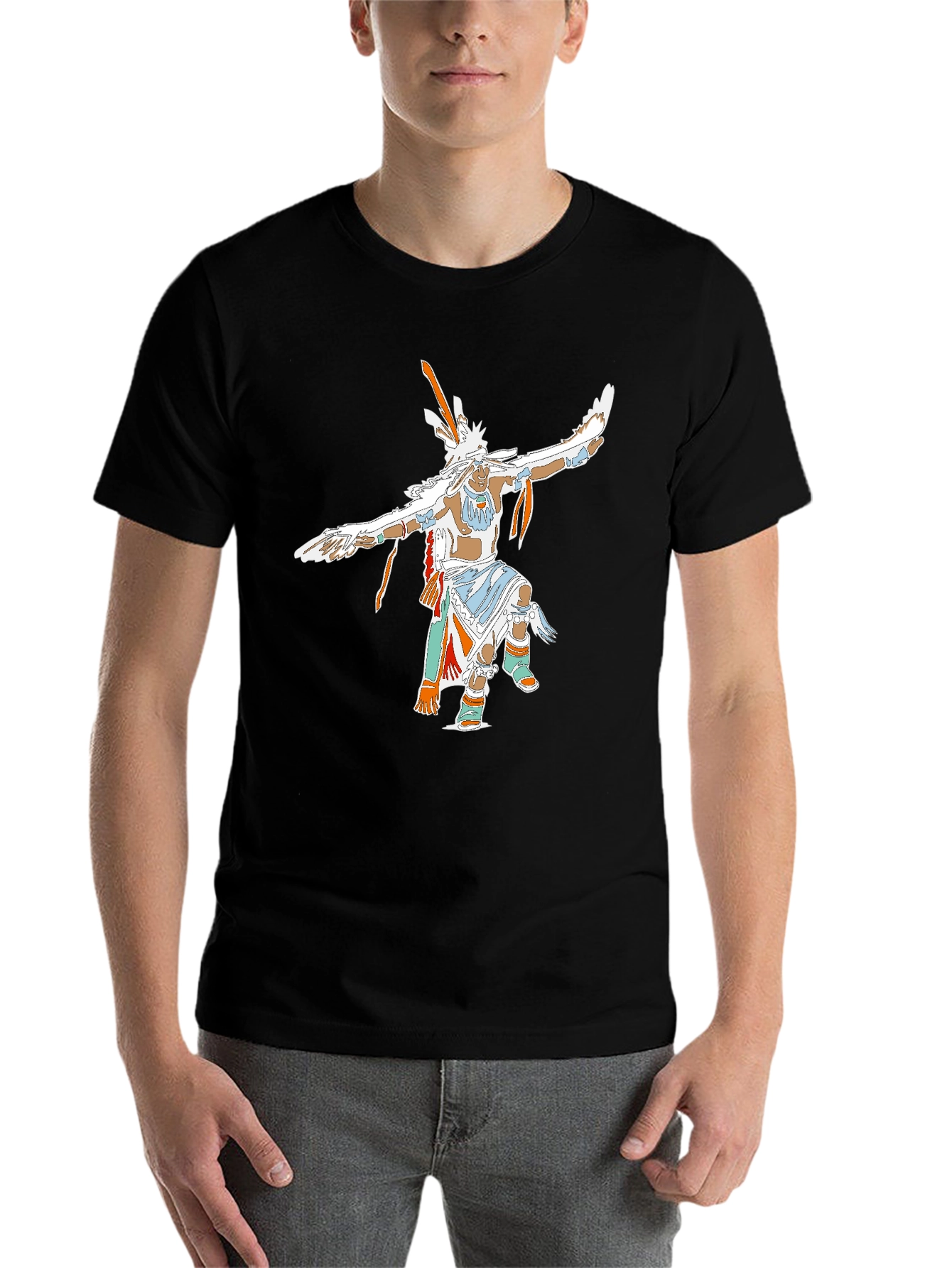 Black Native American Dancer Graphic T-Shirt view 7