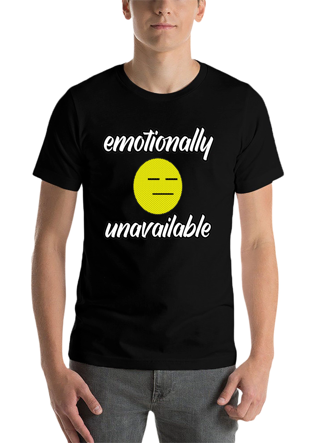 Black Emotionally Unavailable Graphic Tee - Funny Humor T-Shirt view 7