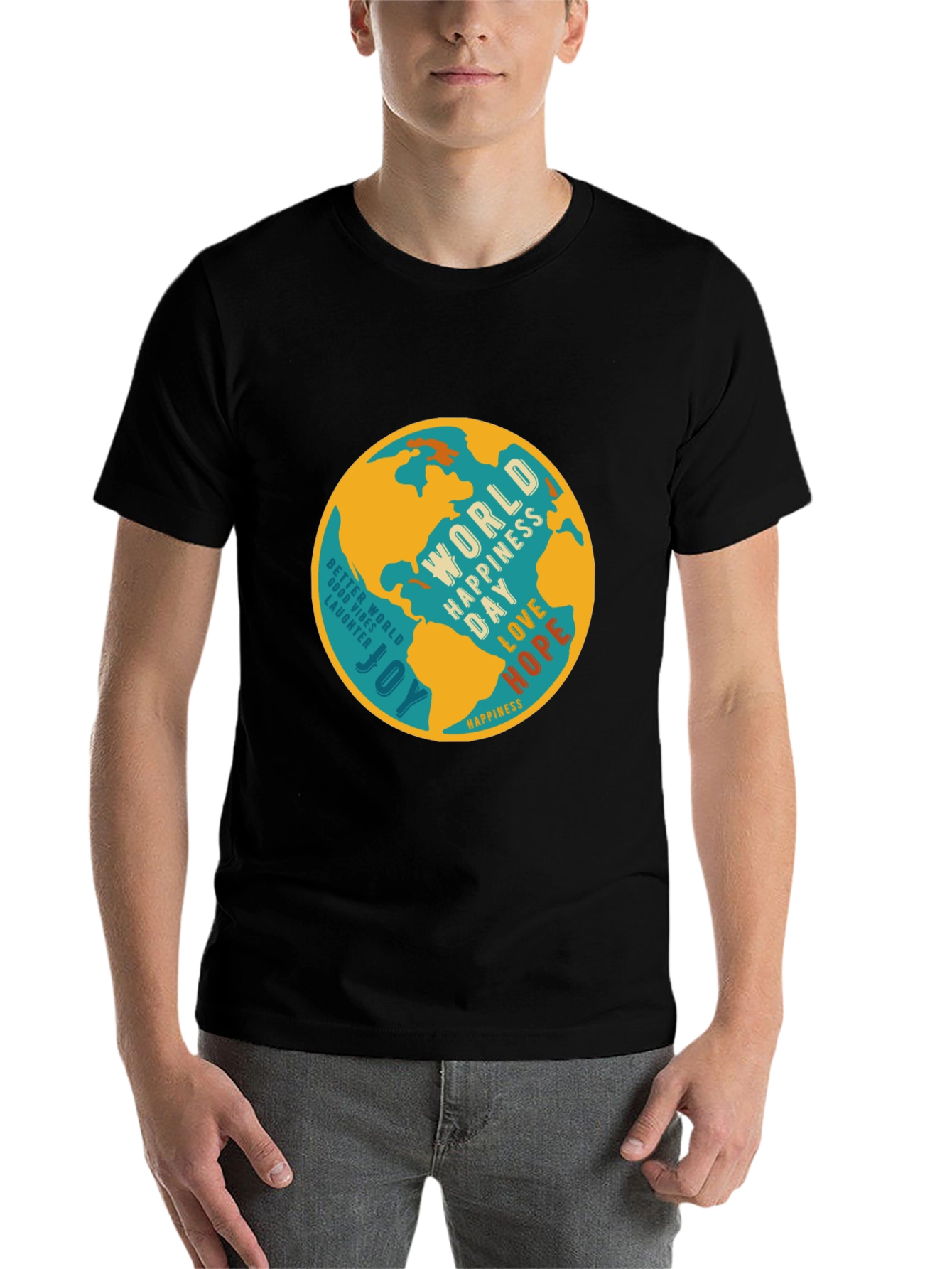 Black World Happiness Day Graphic Tee - Unisex view 7