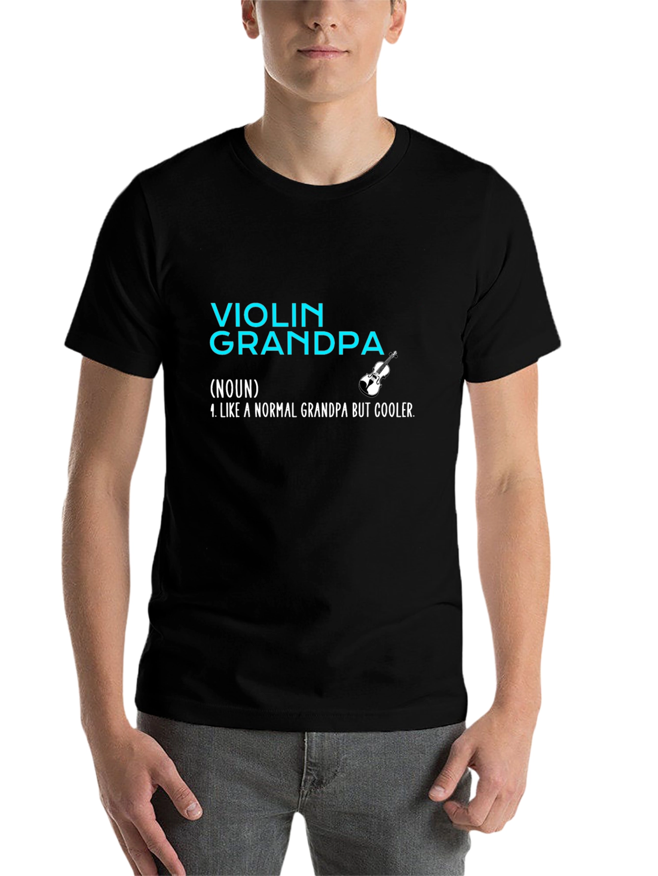 Black Violin Grandpa T-Shirt: Cool Grandfather Gift view 7