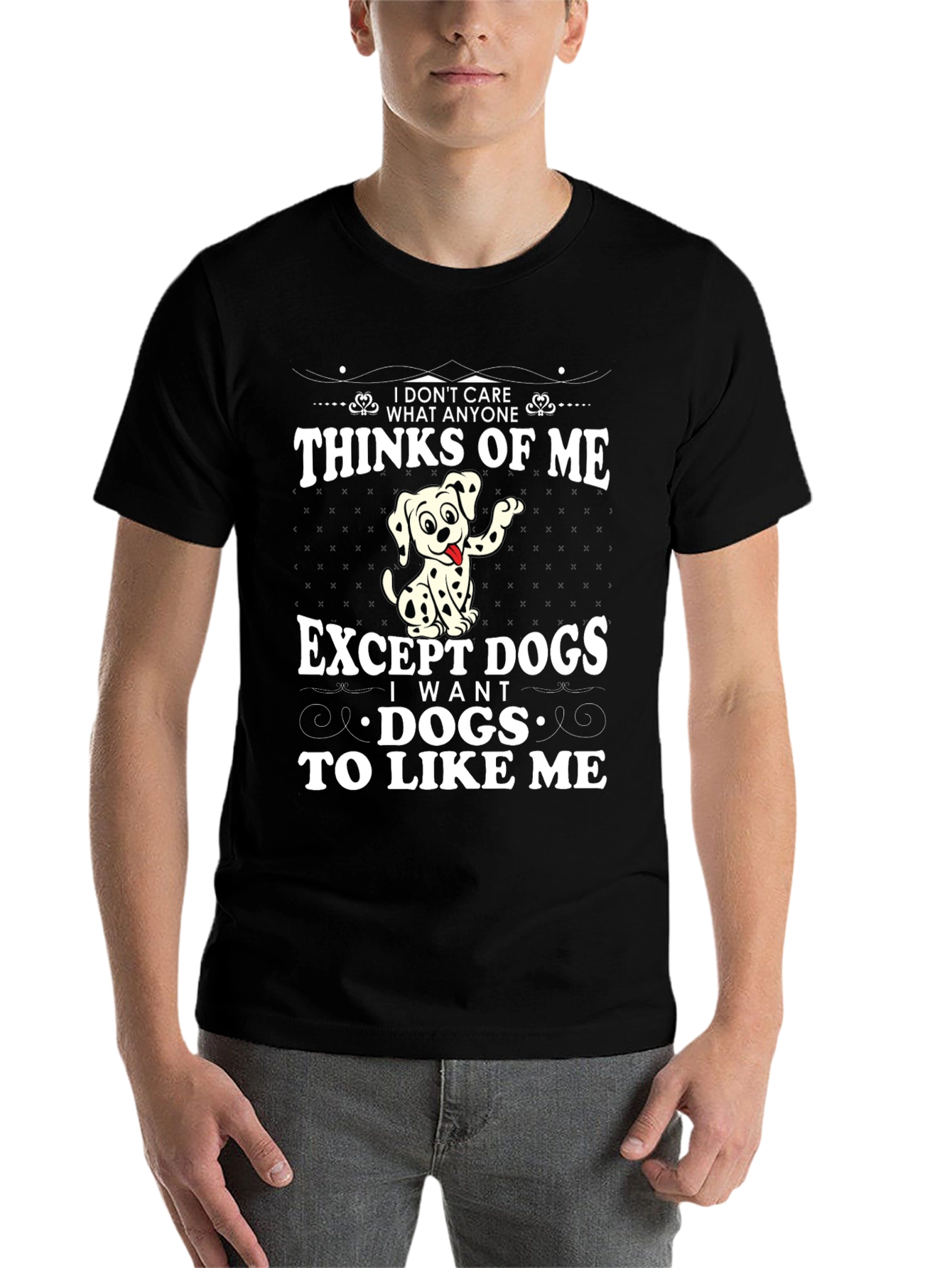 Black Funny Dog Lover T-Shirt - I Want Dogs To Like Me view 7