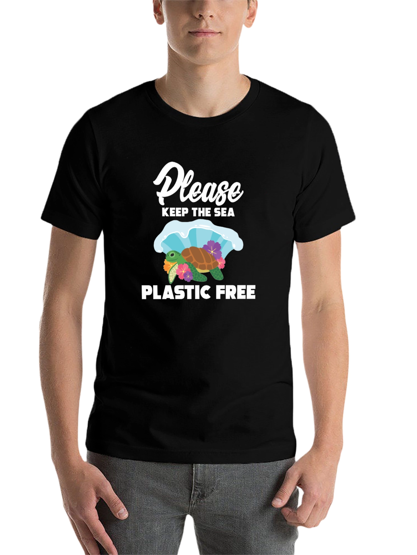 Black Keep the Sea Plastic Free T-Shirt view 7