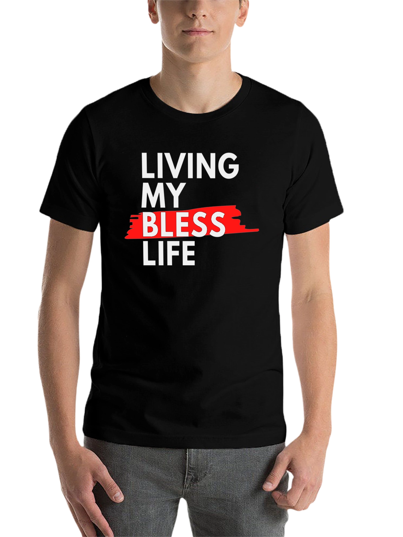 Black Living My Blessed Life Graphic Tee - Black view 7