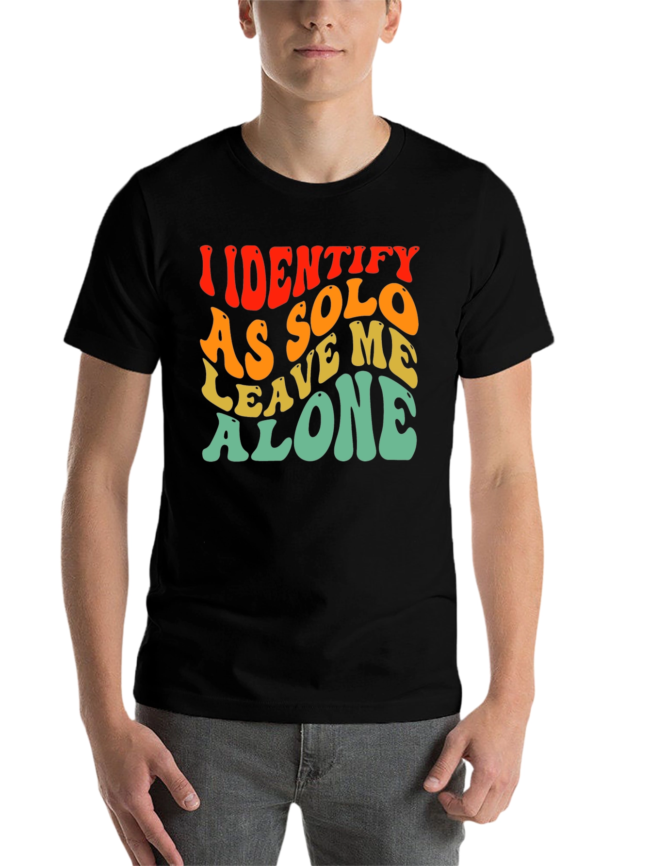 Black Identify As Solo T-Shirt - Introvert Tee view 7