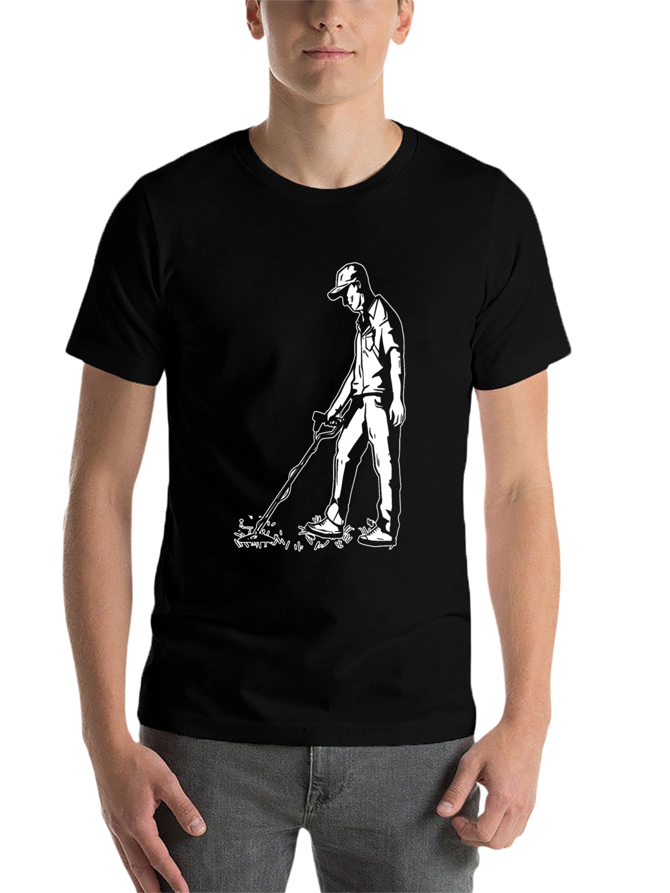 Black Metal Detectorist Graphic T-Shirt - Black Cotton view 7