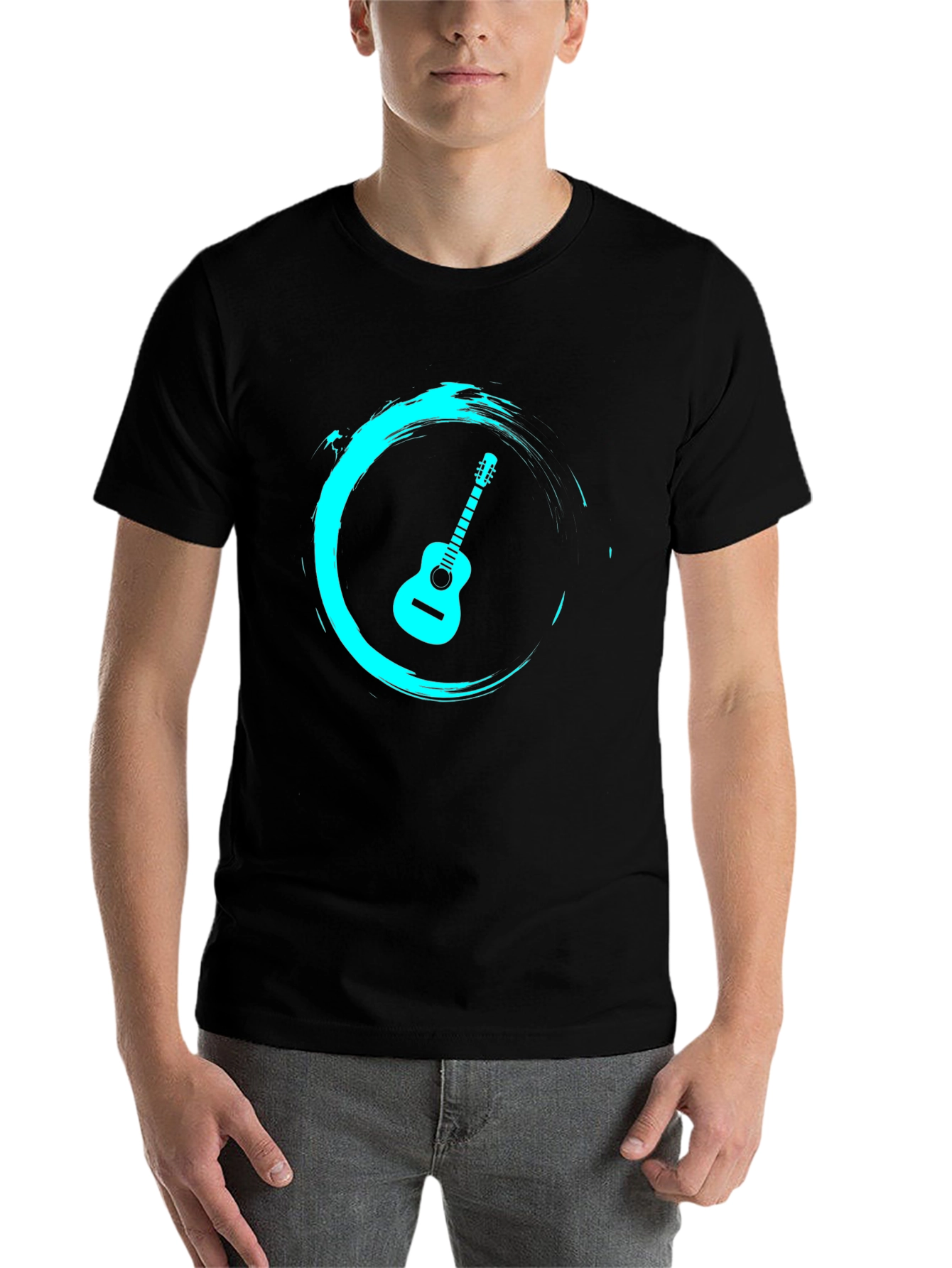 Black Acoustic Guitar Graphic Tee - Stylish and Unique view 7
