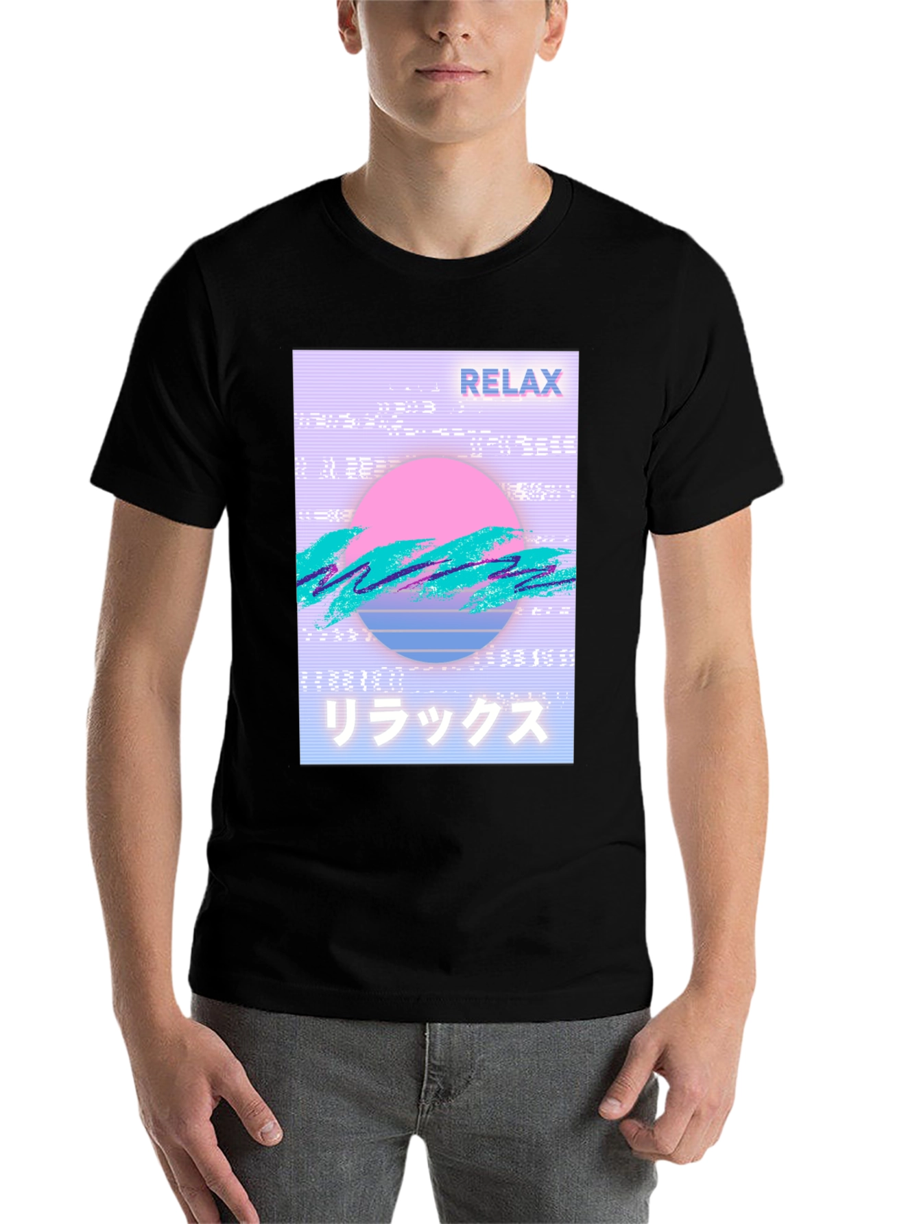 Black Relax Vaporwave Graphic T-Shirt - Trendy Casual Wear view 7