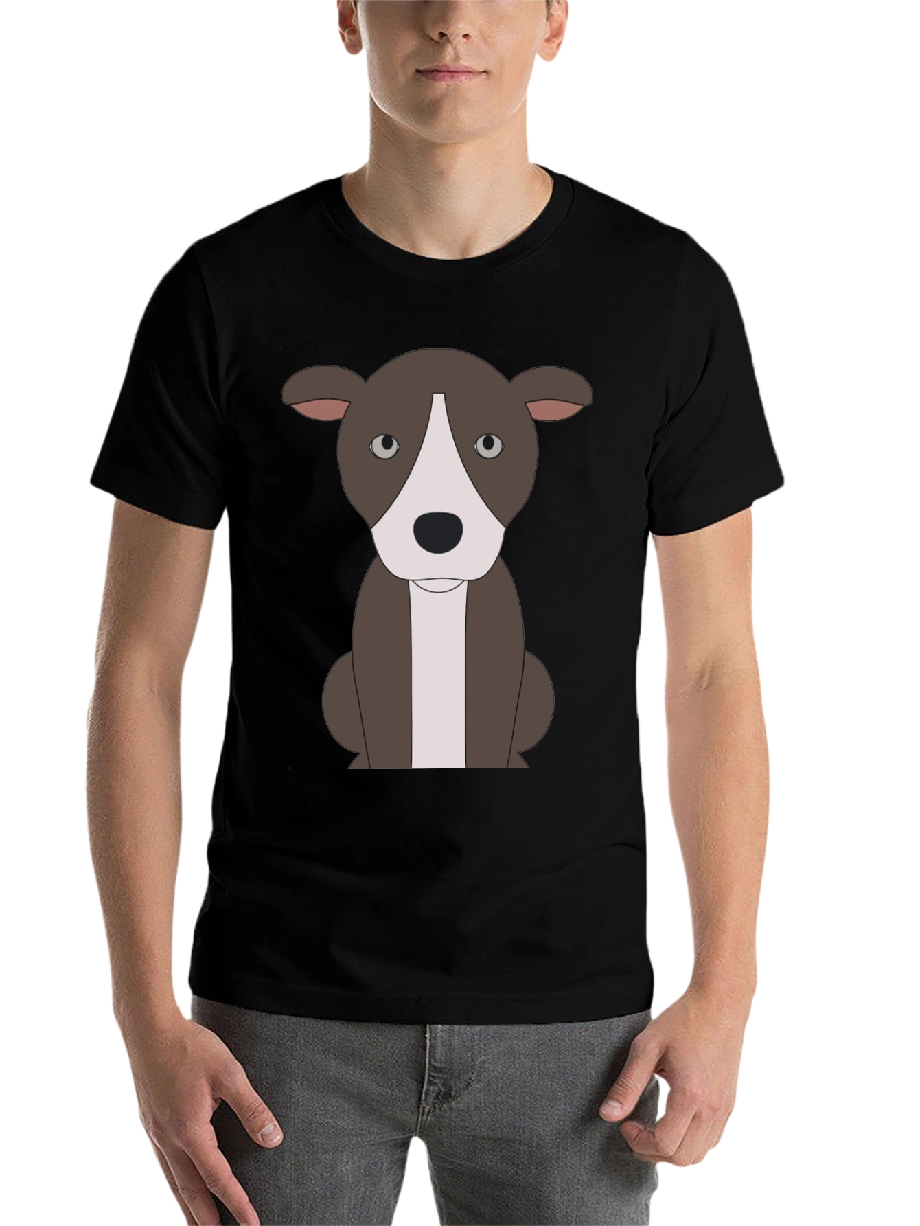 Black Cartoon Pitbull T-Shirt - Black view 7