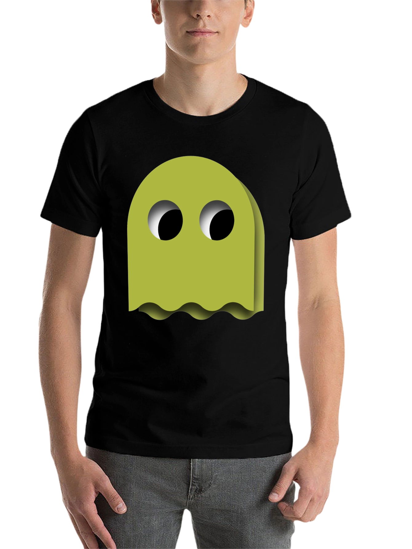 Black Funky Ghost Graphic Tee - Black Cotton Blend view 7