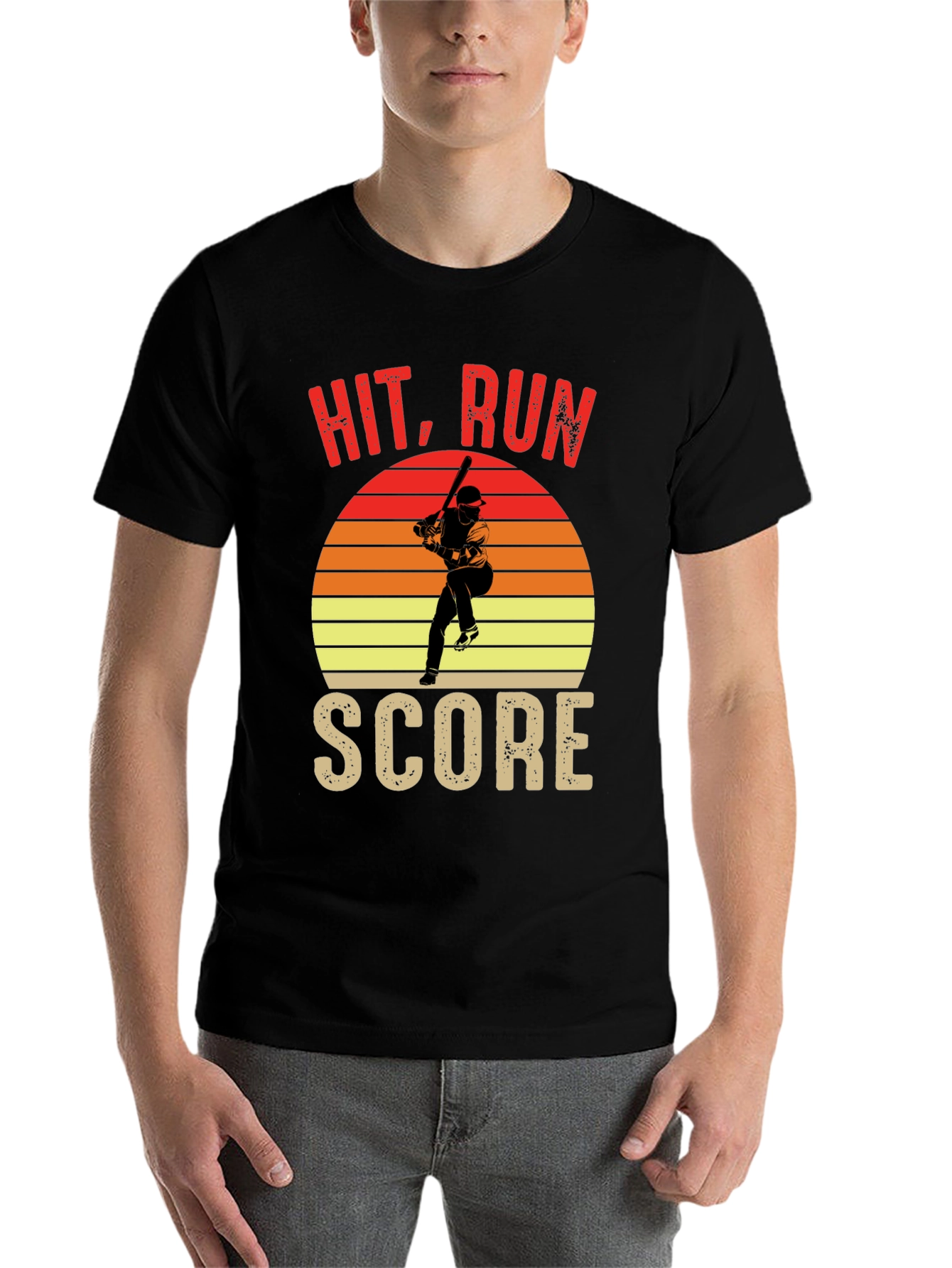 Black Hit Run Score Graphic T-Shirt Baseball Fan view 7