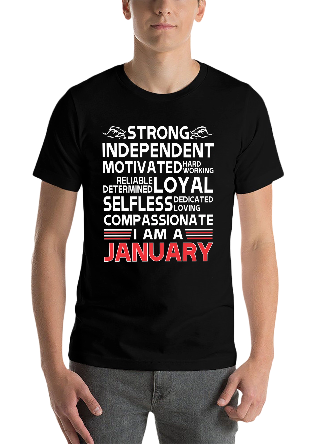Black January Birthday T-Shirt - Strong, Loyal, Compassionate view 7