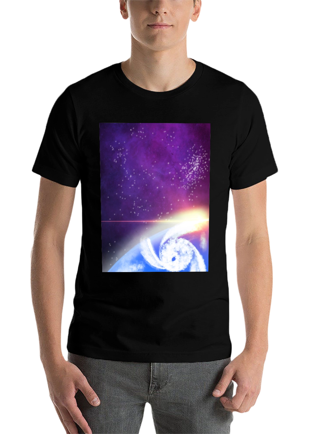 Black Cosmic Hurricane Graphic Tee - Black Cotton Blend view 7