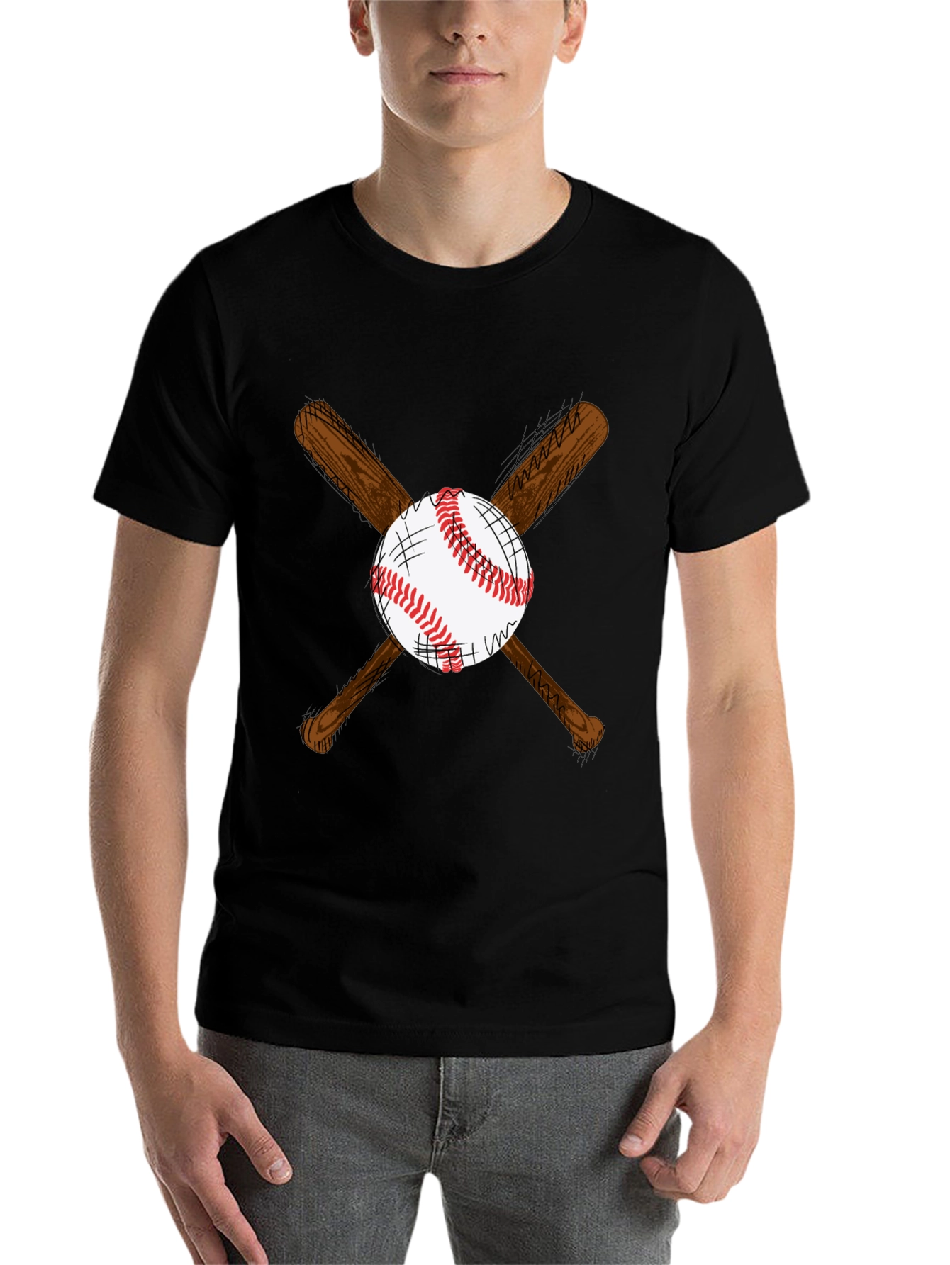Black Baseball Bats and Ball Graphic T-Shirt view 7