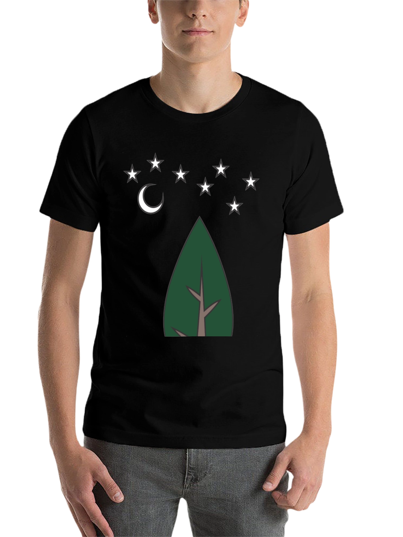 Black Nature's Night Tee - Tree, Moon, and Stars Design view 7