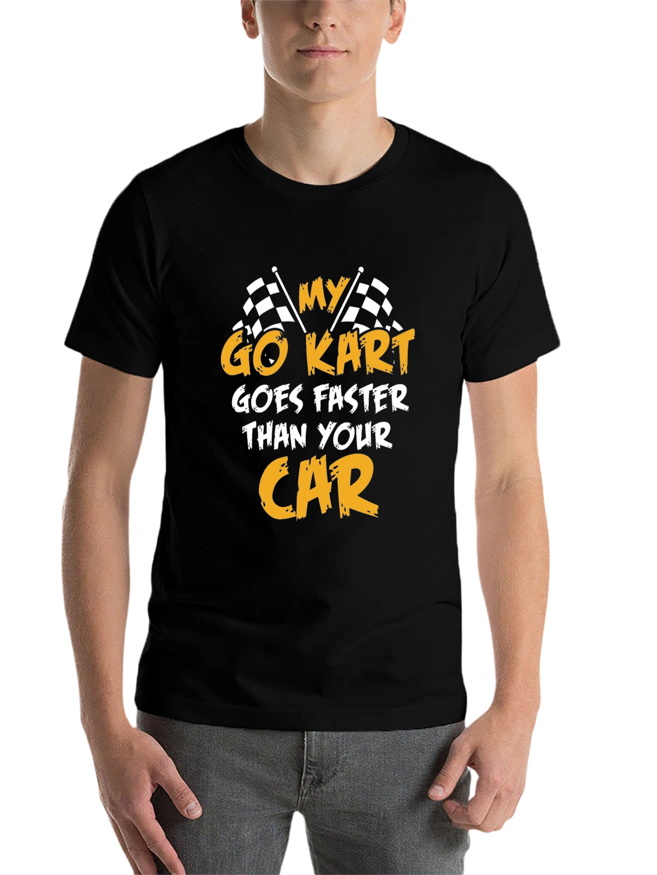 Black Go Kart Faster Than Your Car T-Shirt - Racing Tee view 7