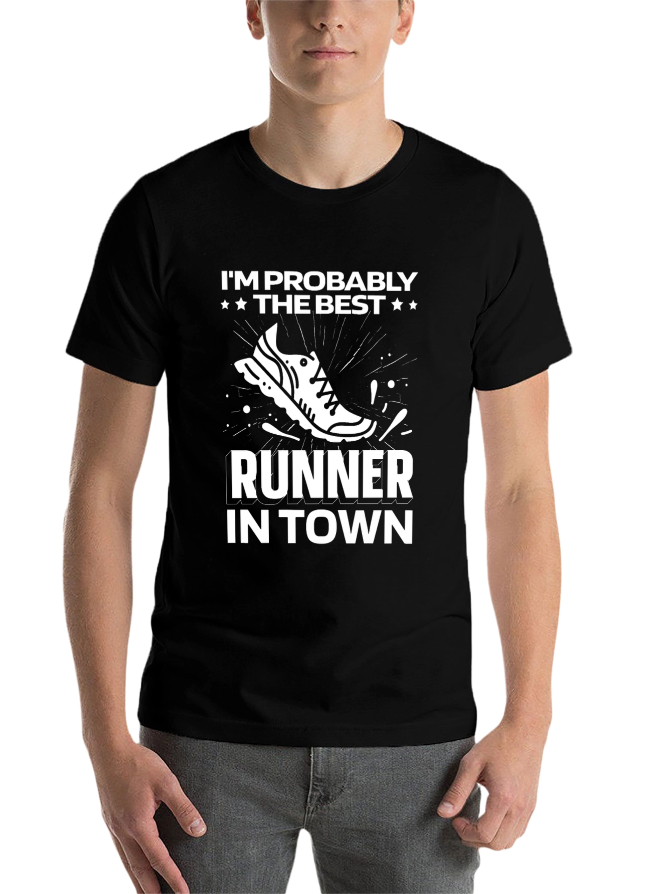 Black Best Runner in Town T-Shirt - Funny Running Tee view 7