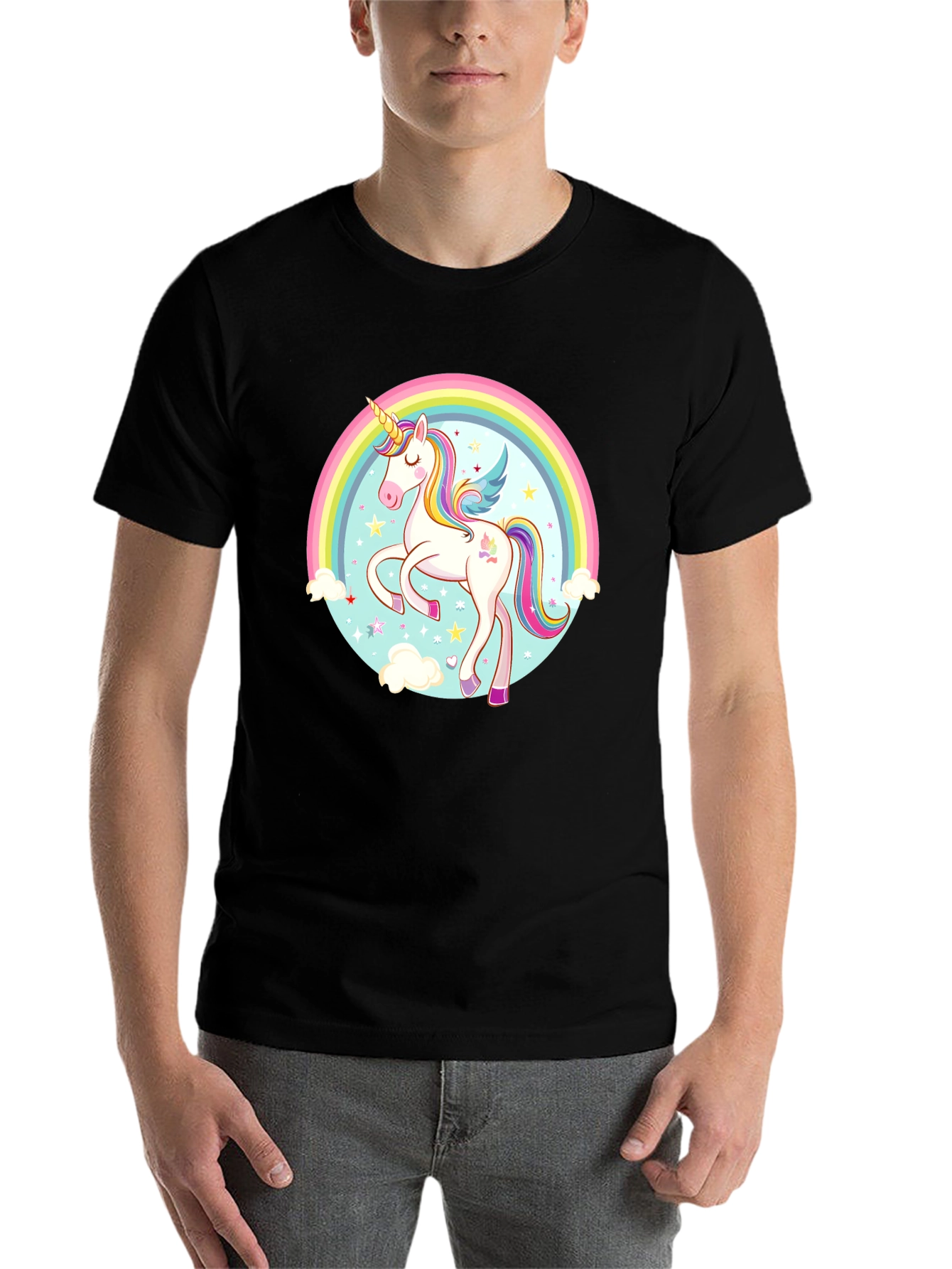 Black Unicorn Rainbow Graphic Tee view 7