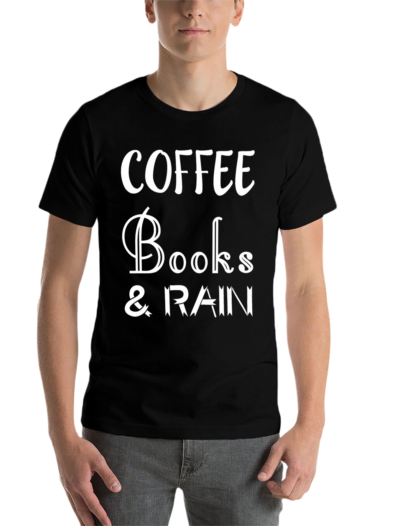 Black Coffee, Books & Rain T-Shirt view 7