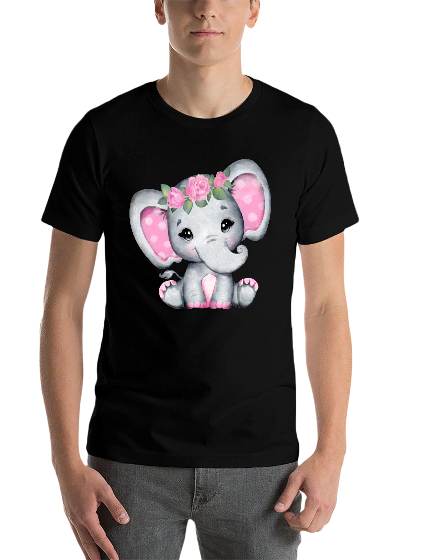 Black Cute Elephant Tee view 7