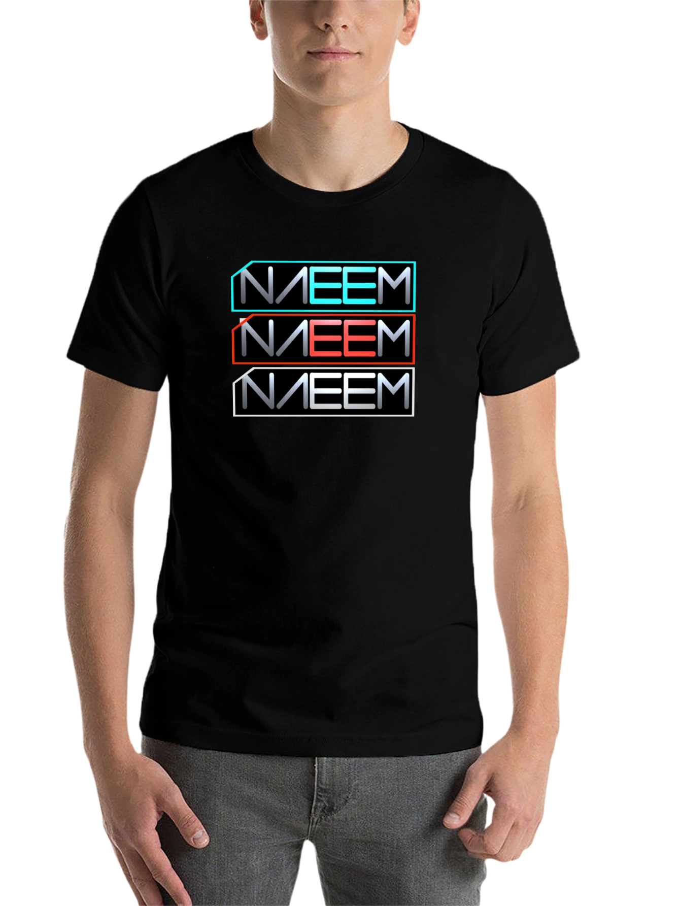 Black Retro Name Graphic Black T-Shirt view 7