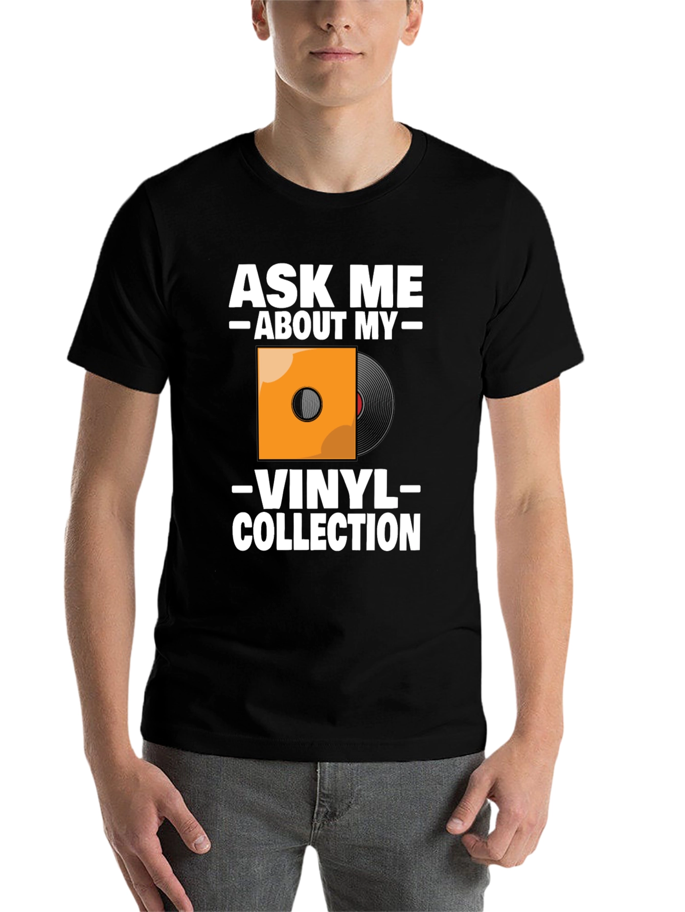 Black Ask Me About My Vinyl Collection T-Shirt view 7