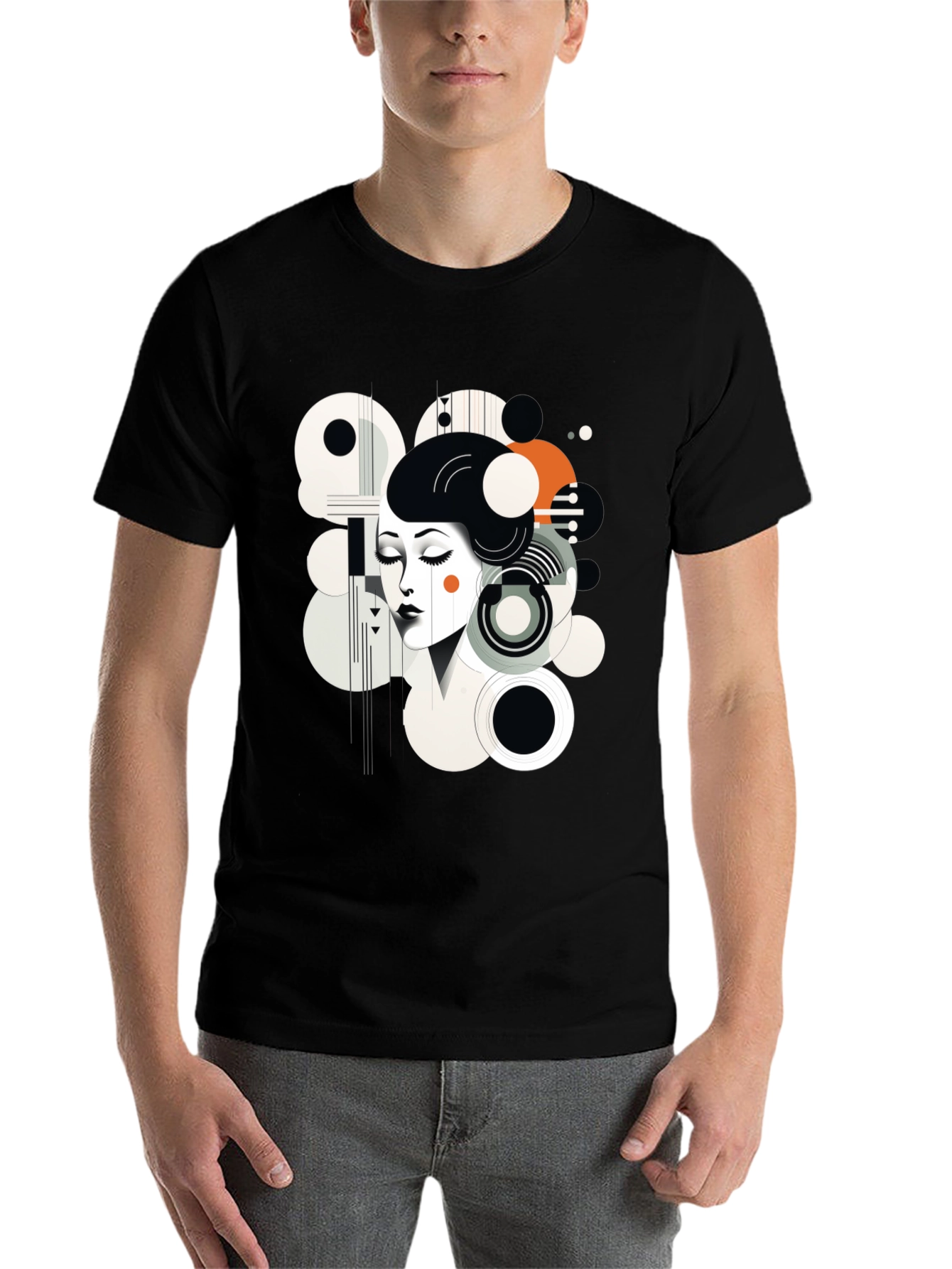 Black Abstract Woman Graphic Black Tee view 7