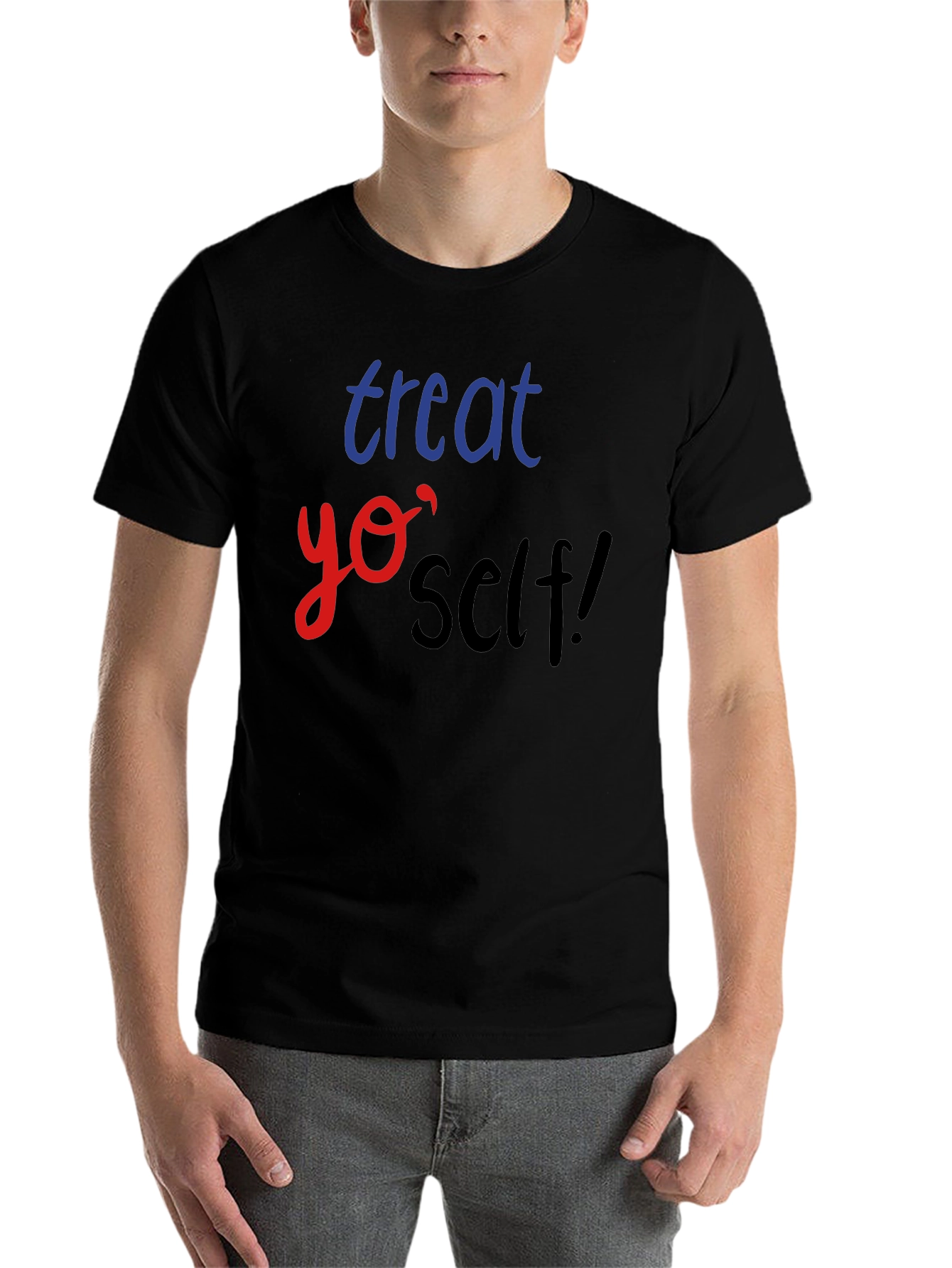 Black Treat Yo' Self Black T-Shirt view 7