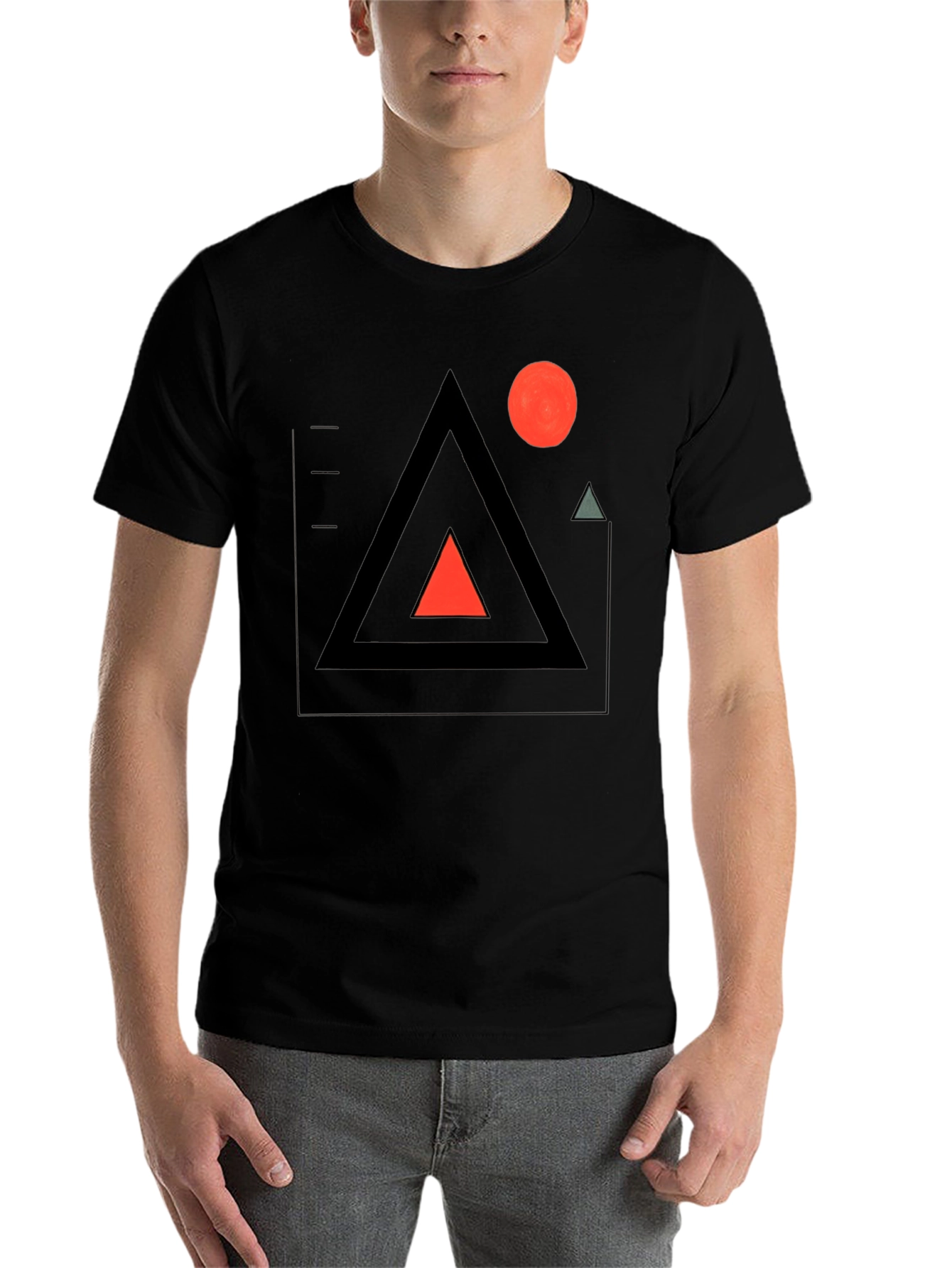 Black Geometric Graphic Tee - Modern Minimalist Design view 7